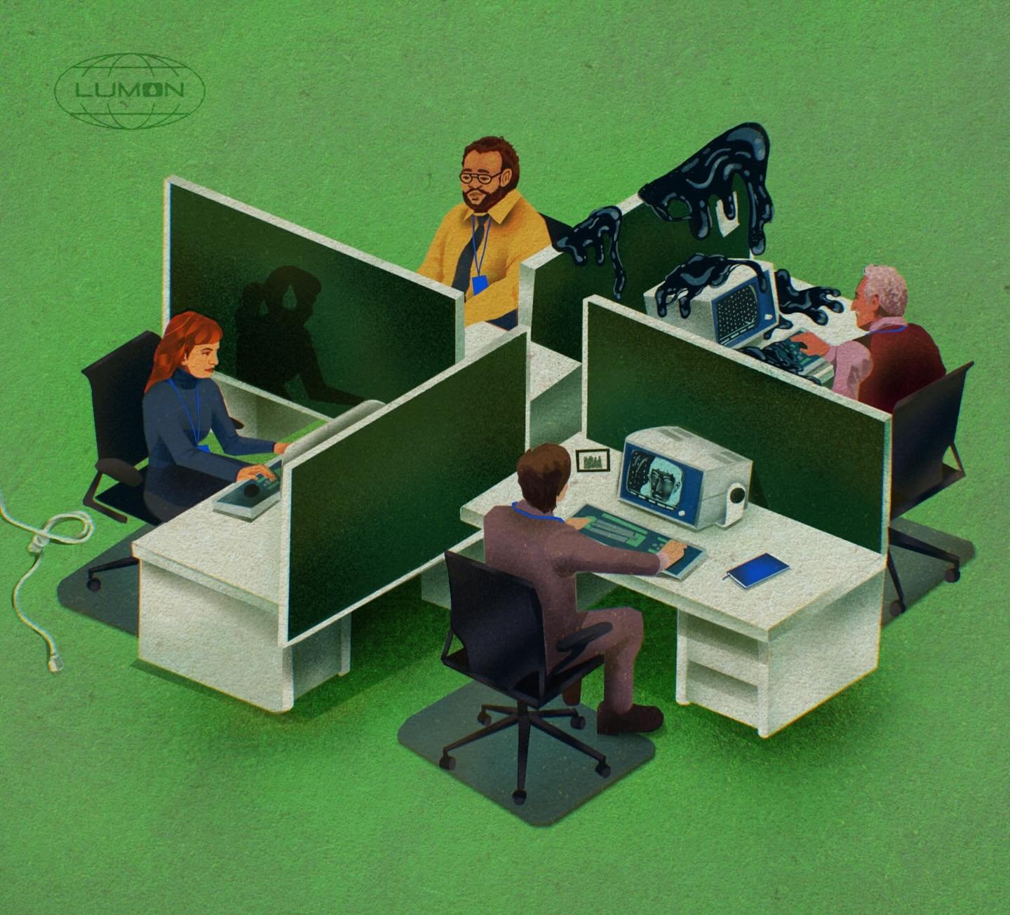 As a break from current work and for funsies, here&rsquo;s a drawing of the Severance squad refining~ 

Working during the gloomy winter felt like this so so excited for spring and sunshine! 

#severance #digitalillustration