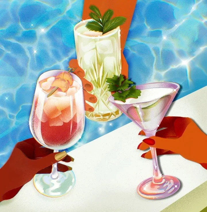 In the Spring I illustrated these cocktail glasses for @goodgritmag and of course now months later I&rsquo;m posting them 😀!! 

A quick animated loop and a manifestation for an aperol spritz this weekend 🧘🏻&zwj;♀️💫🌀🍹

All made in #procreate