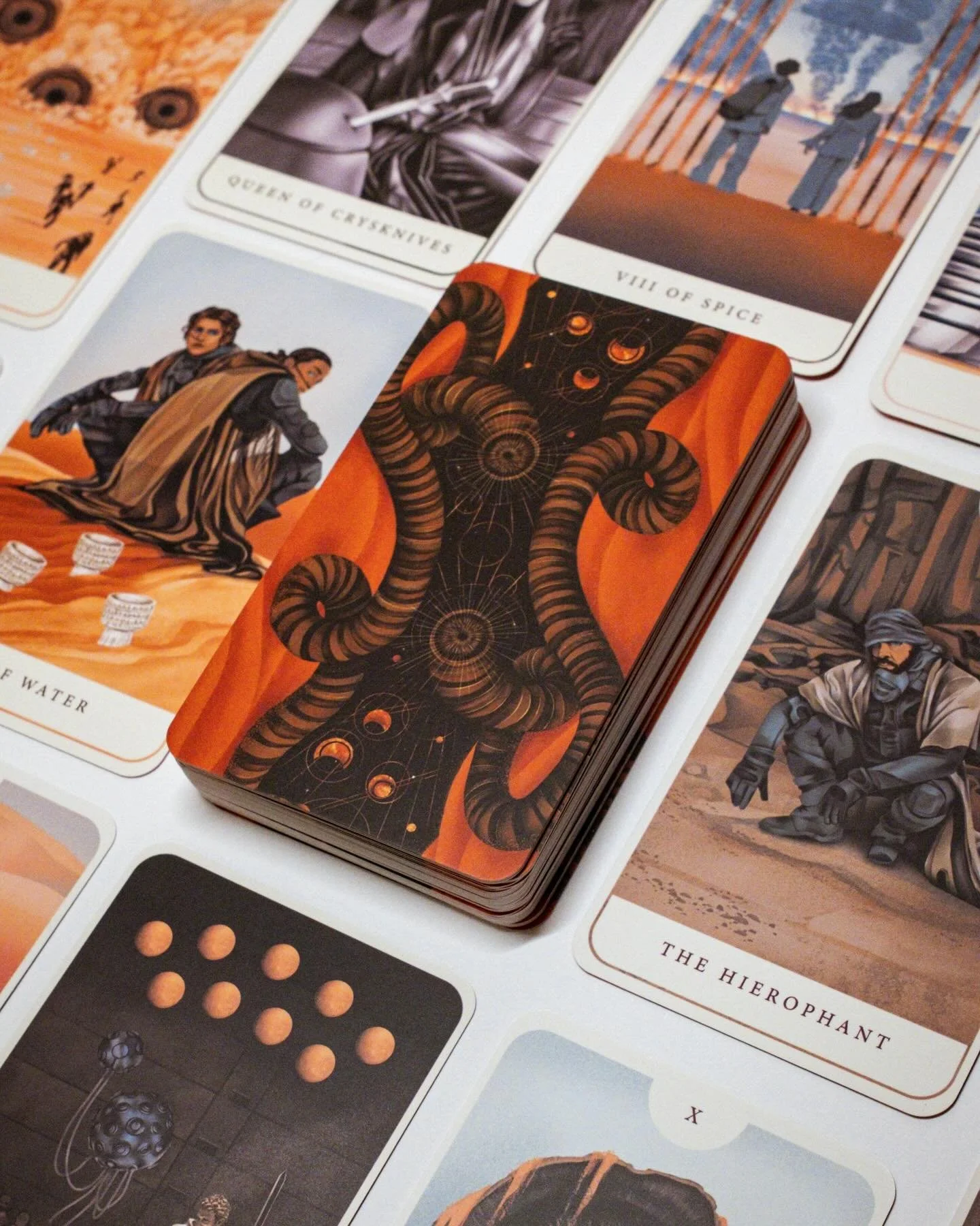 Biggest project I&rsquo;ve ever worked on is finally out in the world (!!)

Introducing Dune: Bene Gesserit Tarot Deck &amp; Guide, written by Minerva Siegel ( @author.minerva.siegel ) and illustrated by me 🪱🪐✨

That&rsquo;s 78 original illustratio