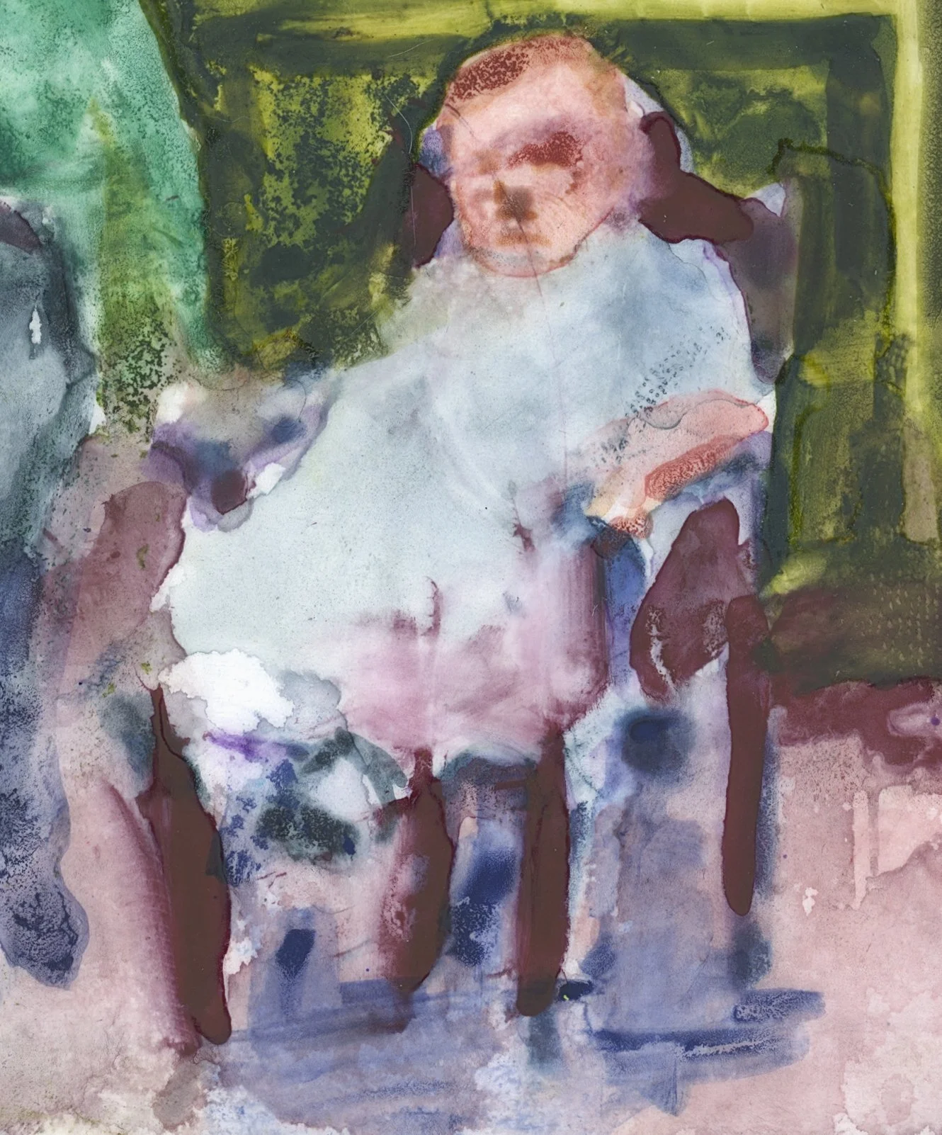 Little Windows to Then The Room Remembers, 2026, waxed watercolour on frosted mylar mounted on canvas 4 x 4 unframed, 5.25 x 5.25 framed in maple  detail 4.jpg