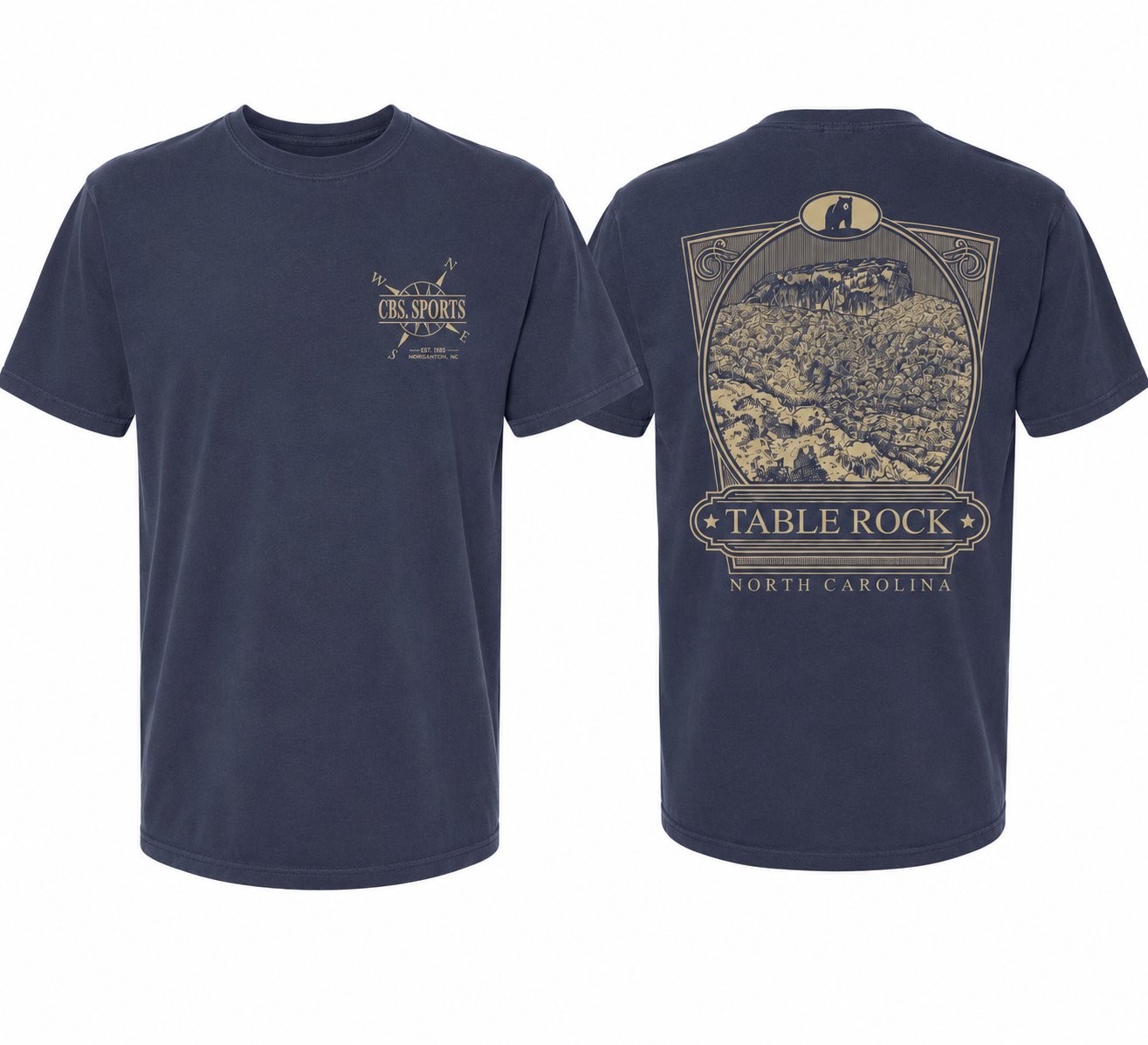Table Rock North Carolina - Trading Post Local Short Sleeve T-Shirt Navy