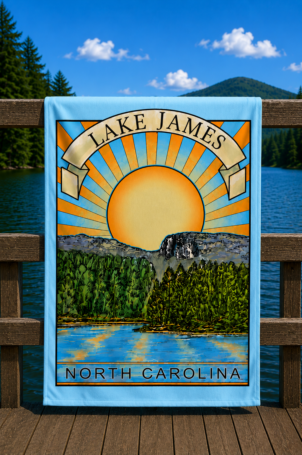 Lake James NC Micro Fiber Towel - Blue