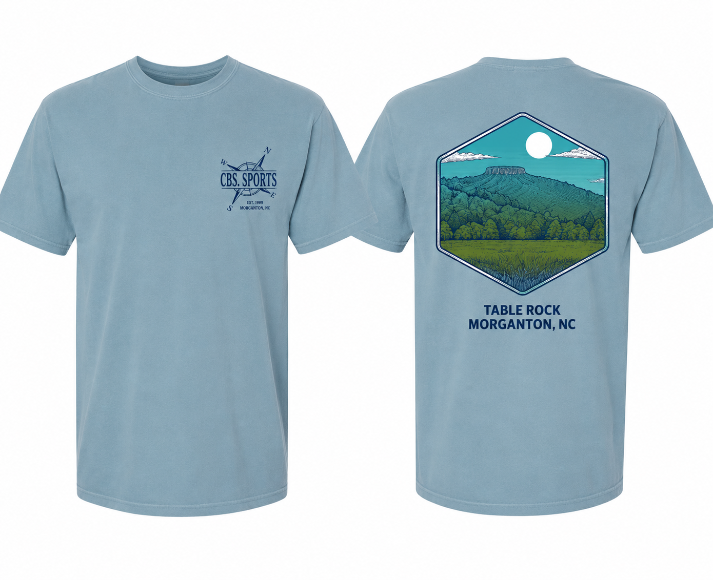 Table Rock North Carolina - Ornate Destinations Local Short Sleeve T-Shirt Ice Blue