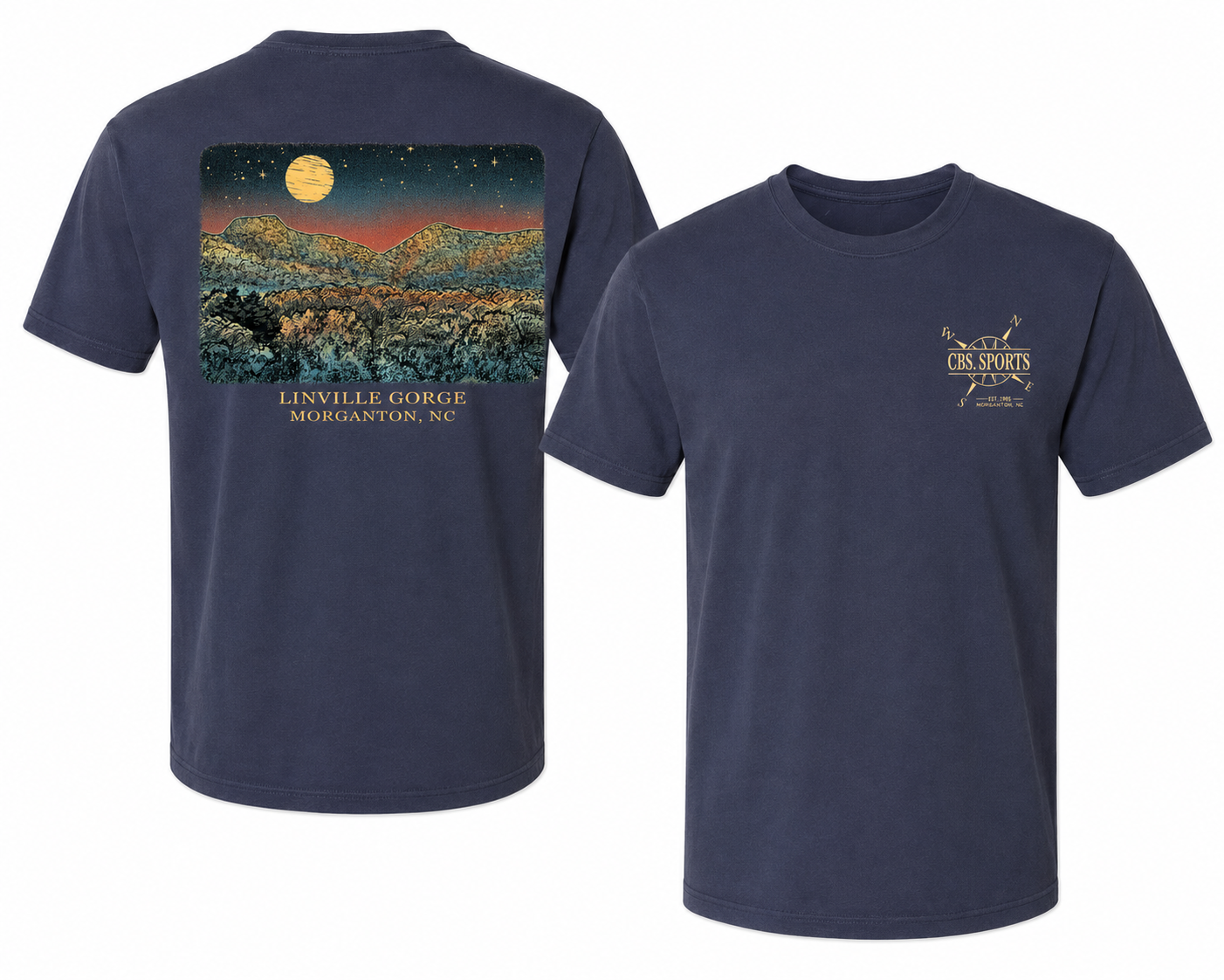 Linville Gorge North Carolina - Starry Night Local Short Sleeve T-Shirt Navy