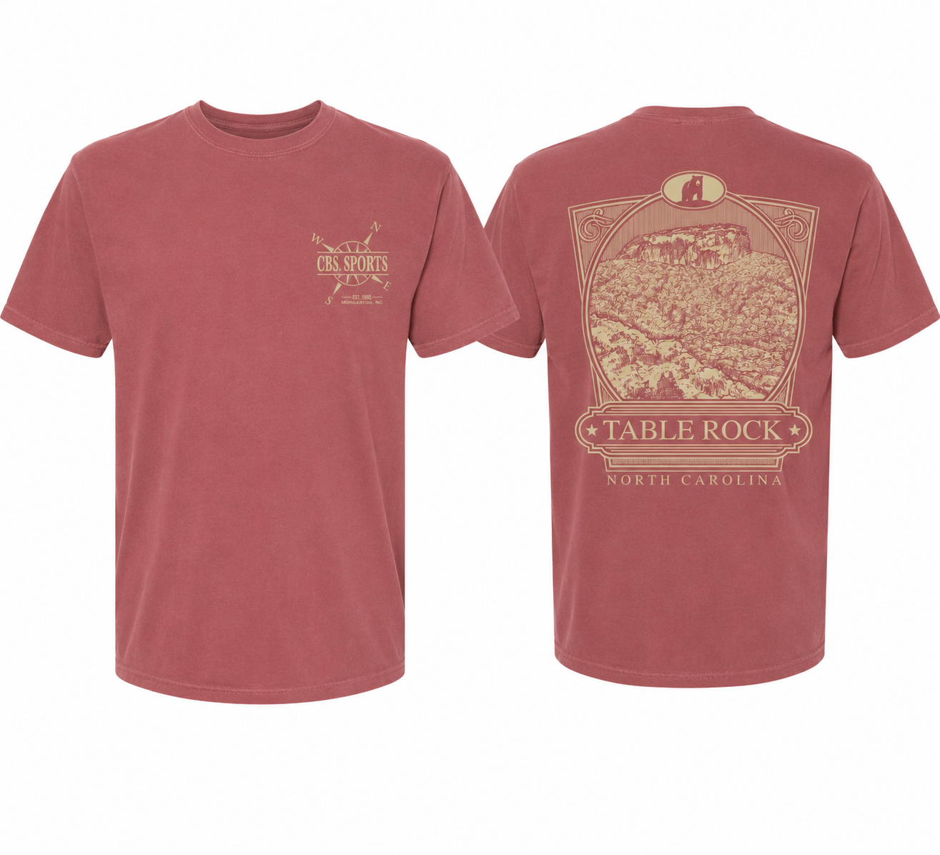 Table Rock North Carolina - Trading Post Local Short Sleeve T-Shirt Brick