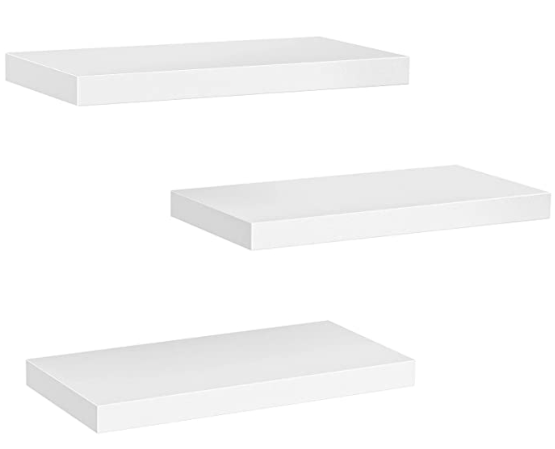 floating white shelves