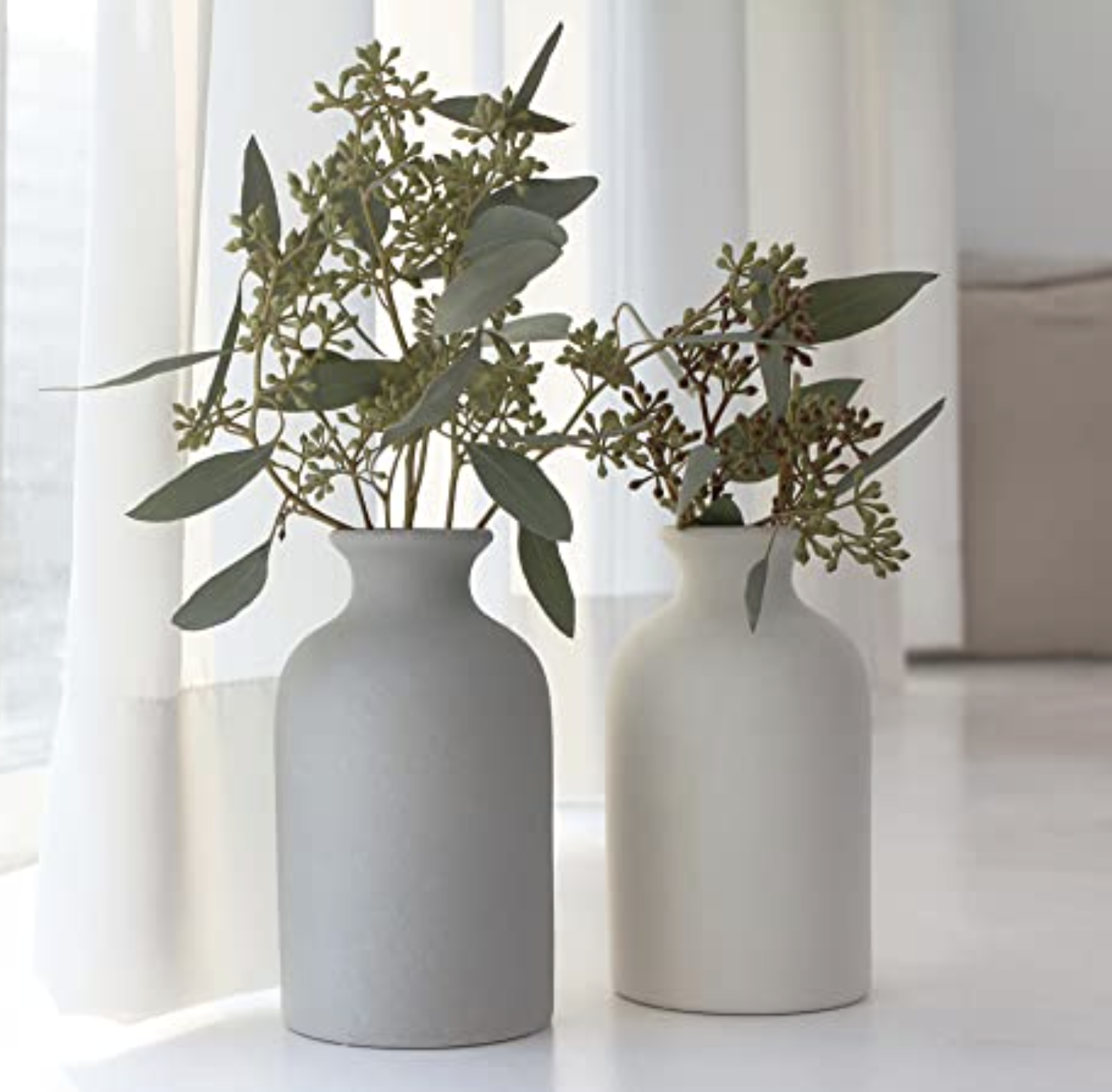 gray white vase set