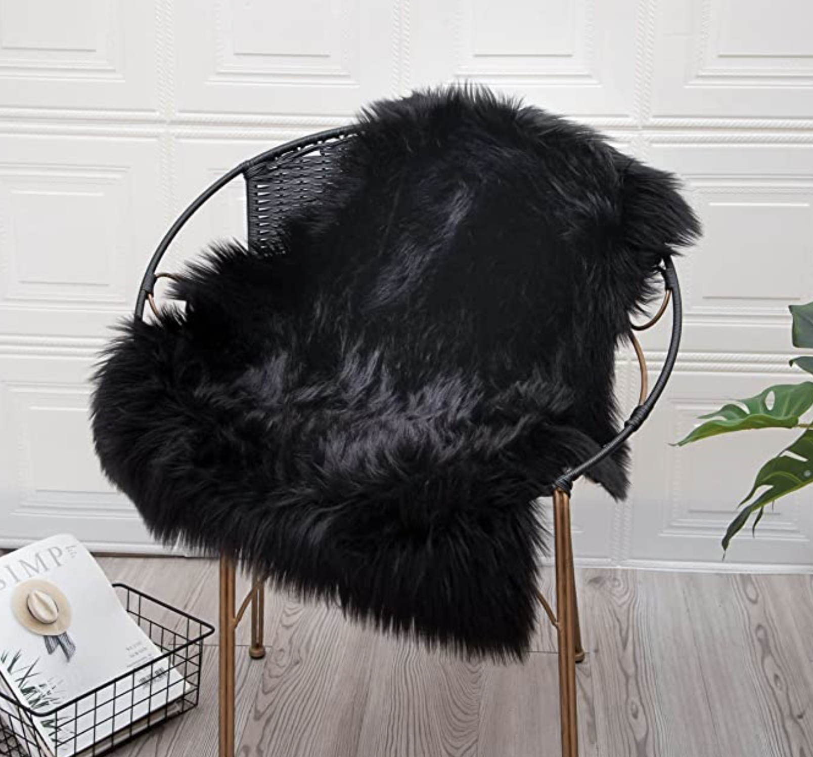 black fur chair cover