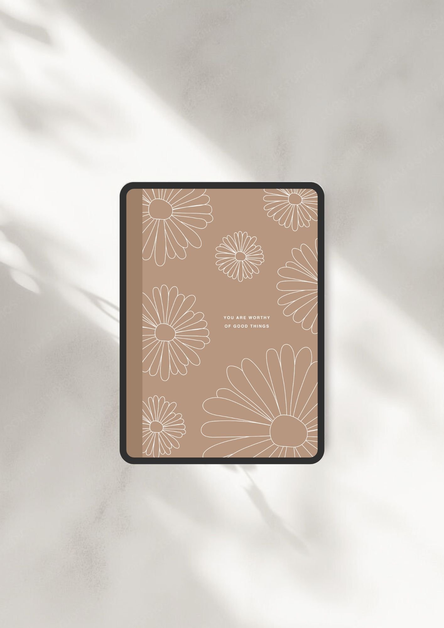 Brown Daisy Pattern Digital Notebook Cover
