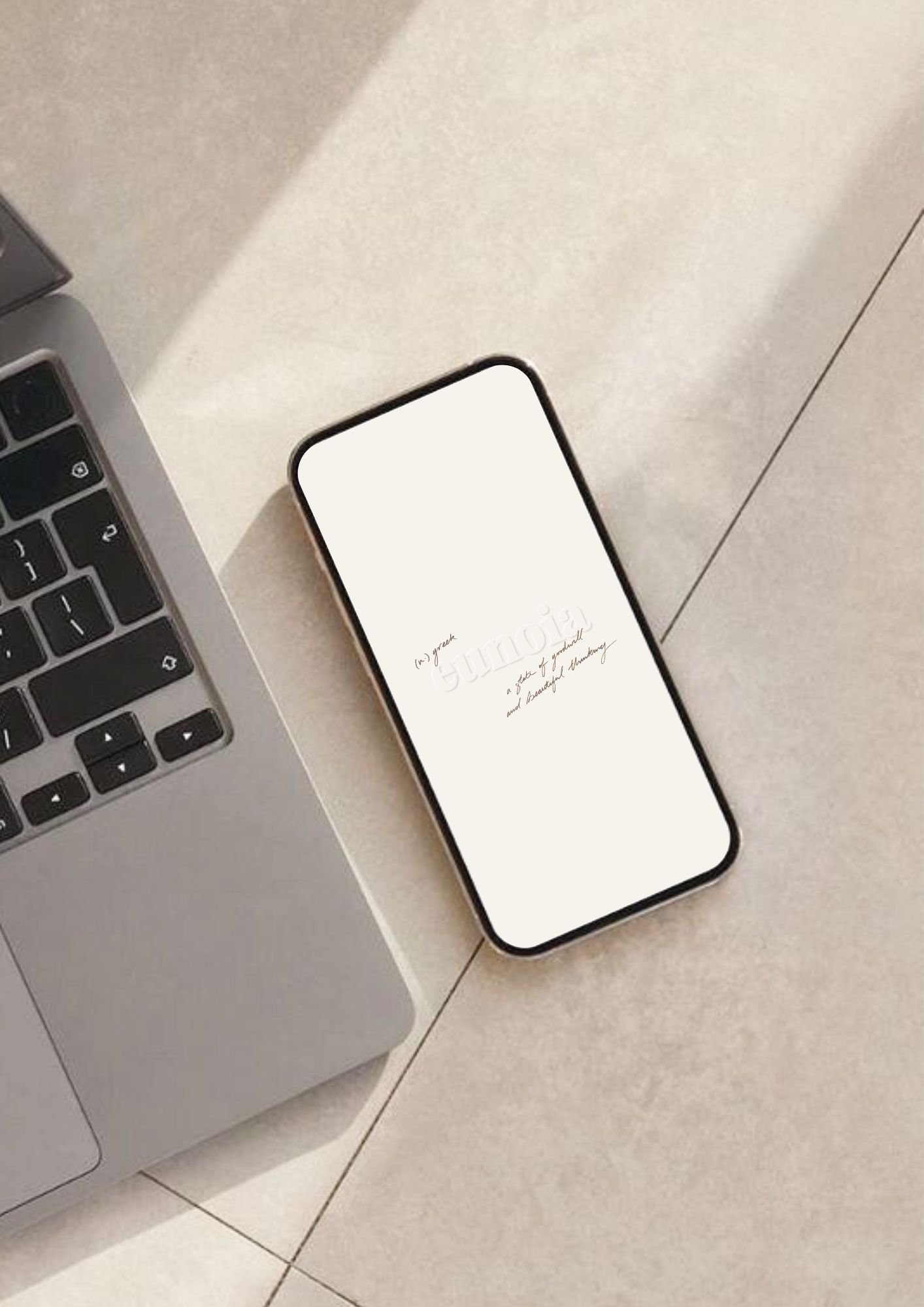 Eunoia Embossed Hand Lettered Phone Wallpaper
