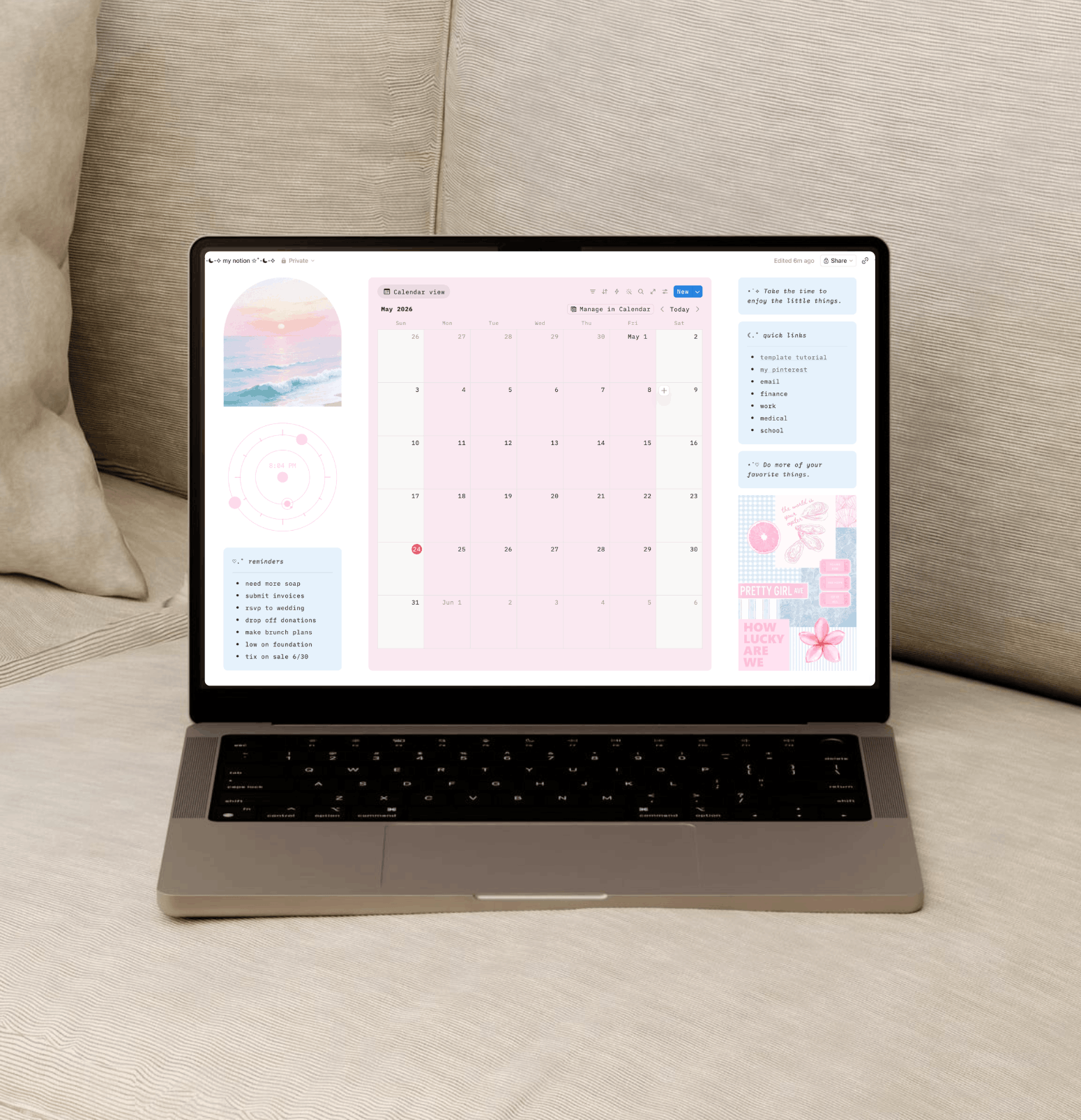 aesthetic notion template