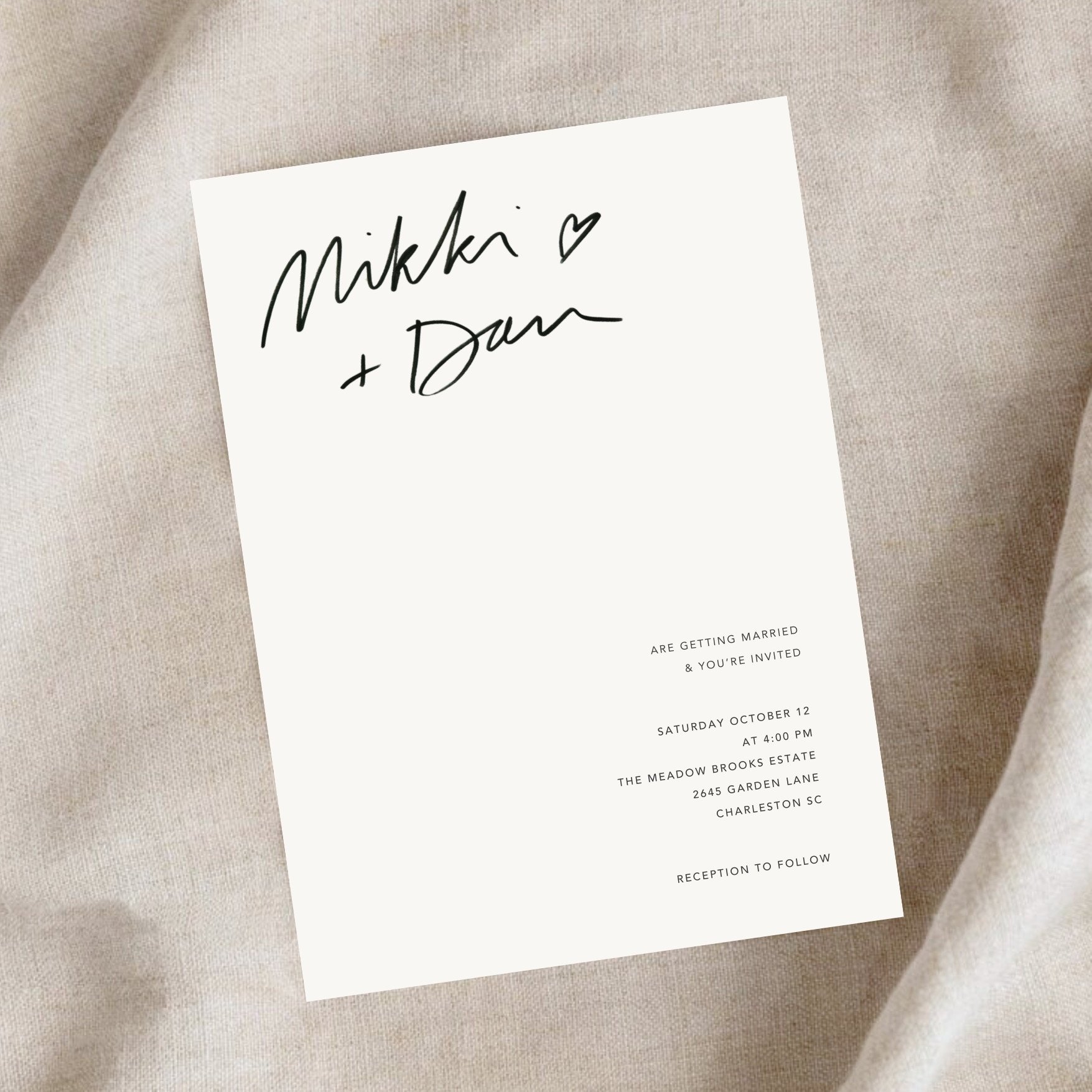 semi custom hand lettered wedding invitation
