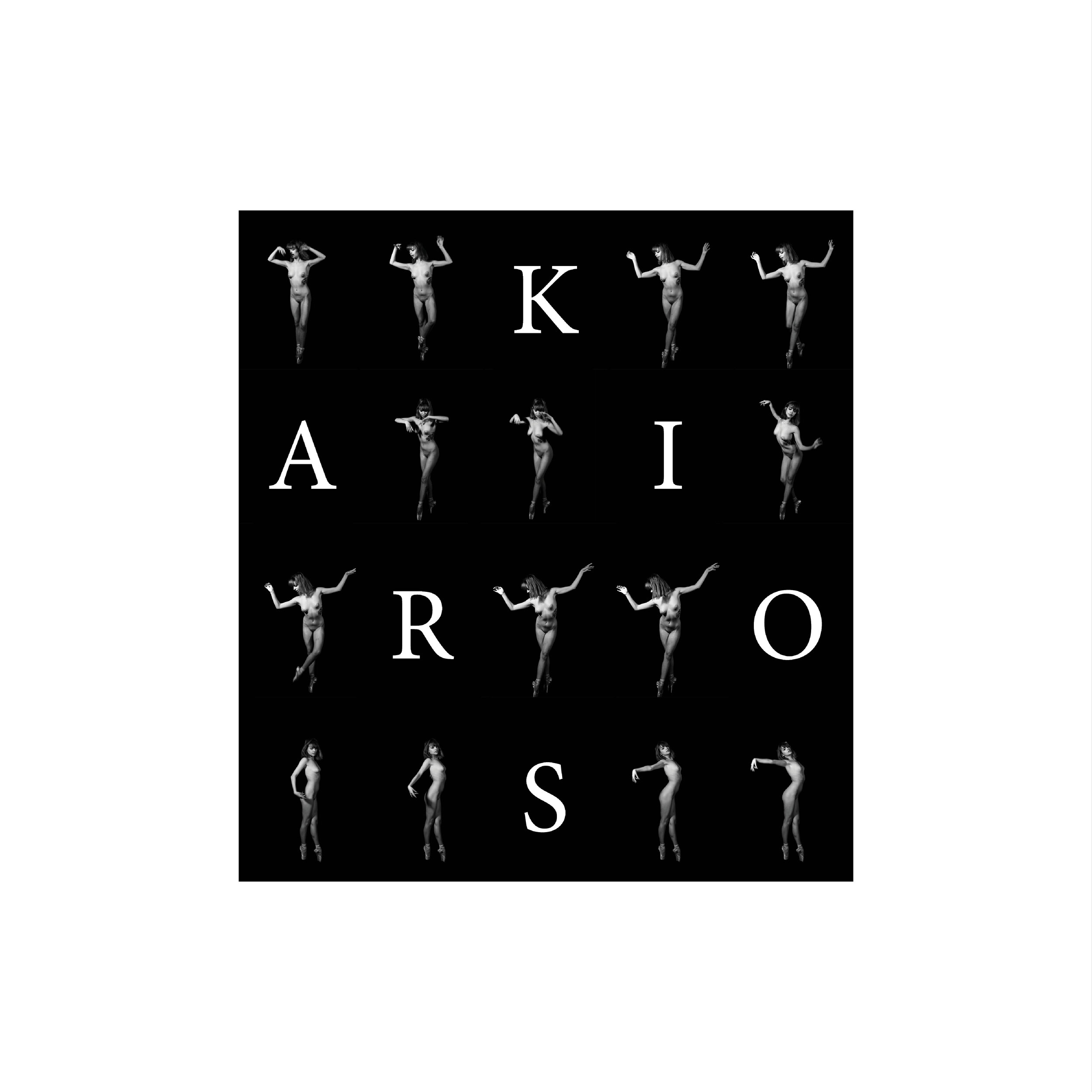 A black and white image featuring a grid of small human figures in various poses. The letters K, A, I, R, O, S are arranged in a pattern around the figures.