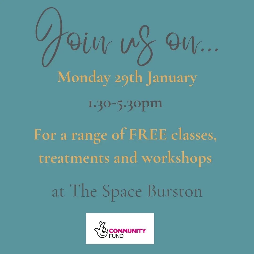 Who's joining us for our next Friendship &amp; Health Hub at @thespaceburston ? The date is fast approaching...

If you would like to take part in one of the classes or workshops, or indulge in a mini-treatment we strongly advise booking your spot! 
