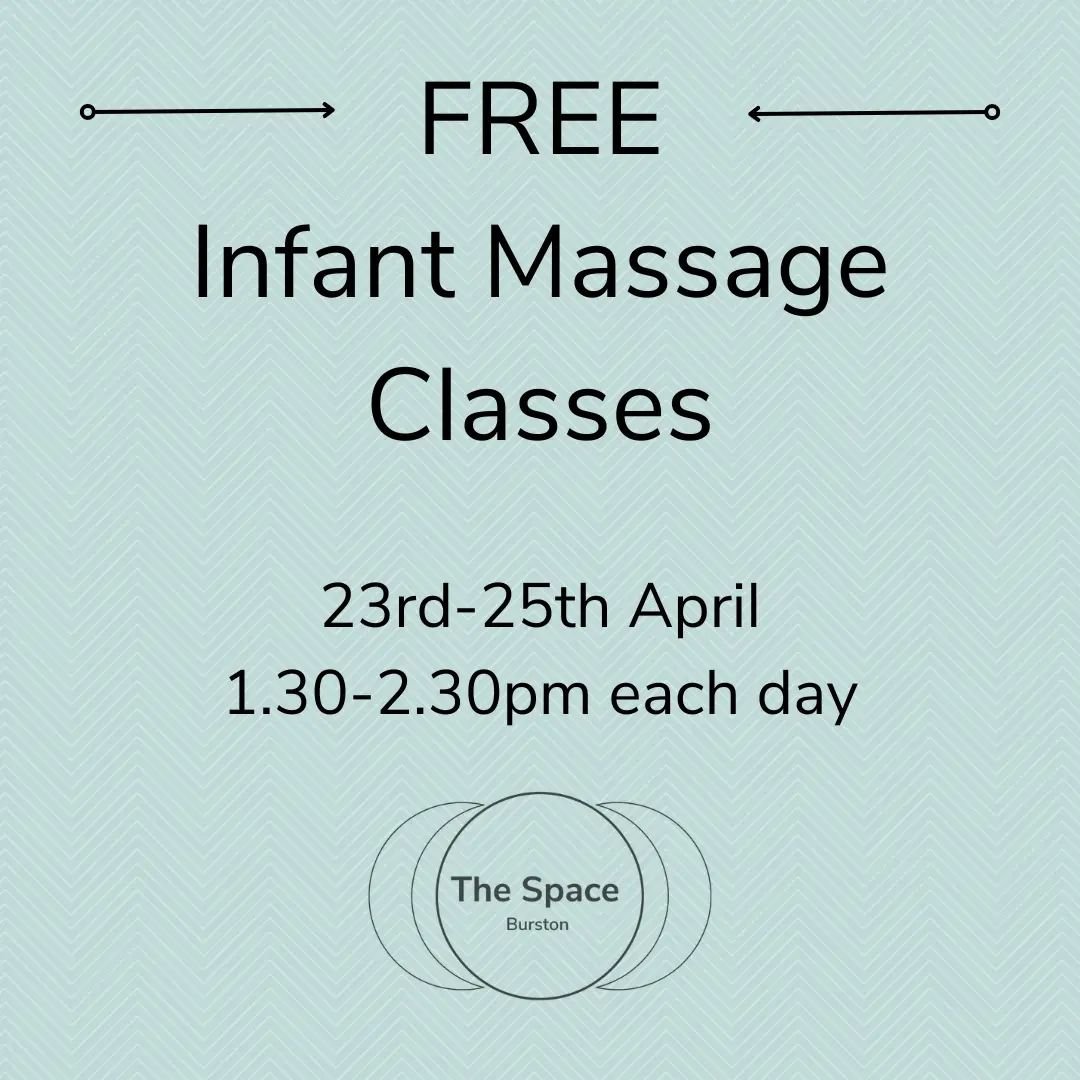 Local parents are invited to join free infant massage classes at The Space. 

Childways (International Association of Infant Massage) are training students to become Infant Massage Instructors, and an important part of the class is to observe a baby 