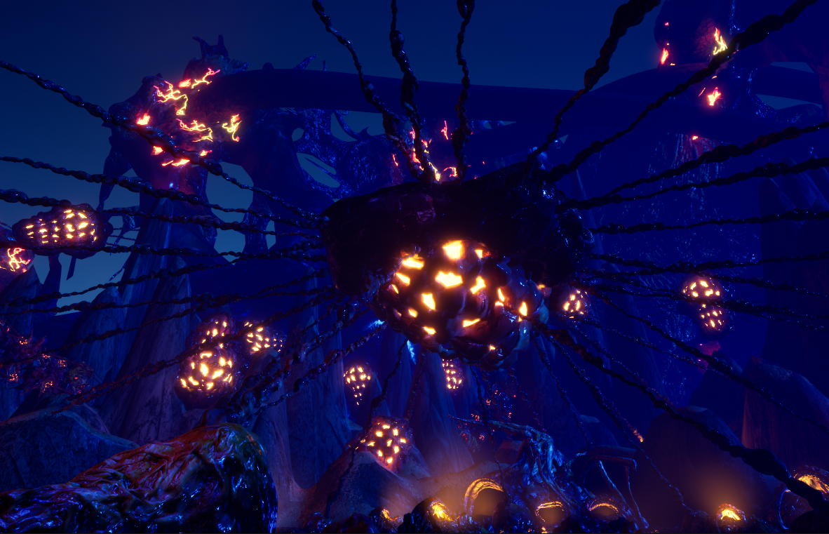 Under the giant parasite on the alien planet