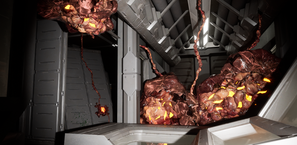 Alien infection that has destroyed some cells in the Monitoring Rooms