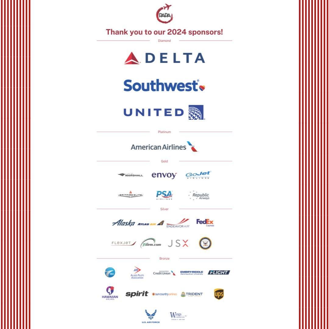 A big thank you to our 2024 sponsors! We are excited to see everyone in June. Come chat with your favorite company and learn about their commitment to supporting the AAPI community within aviation! Expo registration link in bio.

@Delta
@Southwestair