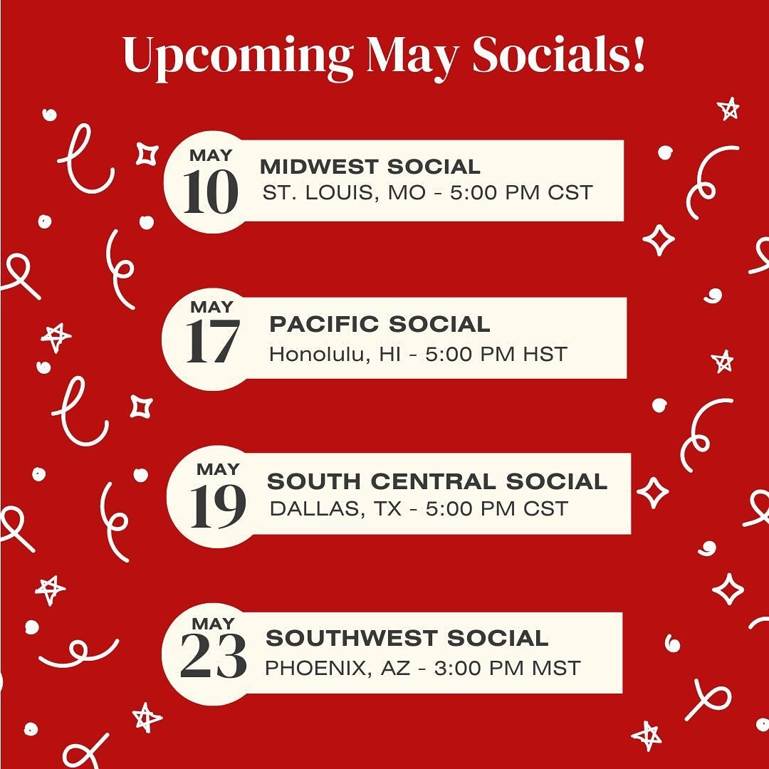 Our May is packed!! Check out to see if any of our PAPA socials are near you 🤗 Access our Discord for more details and registration!