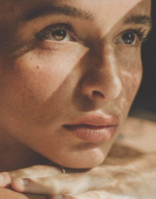 Close-up portrait of natural skin for JRAD SKIN’s blended medical and holistic skincare clinic