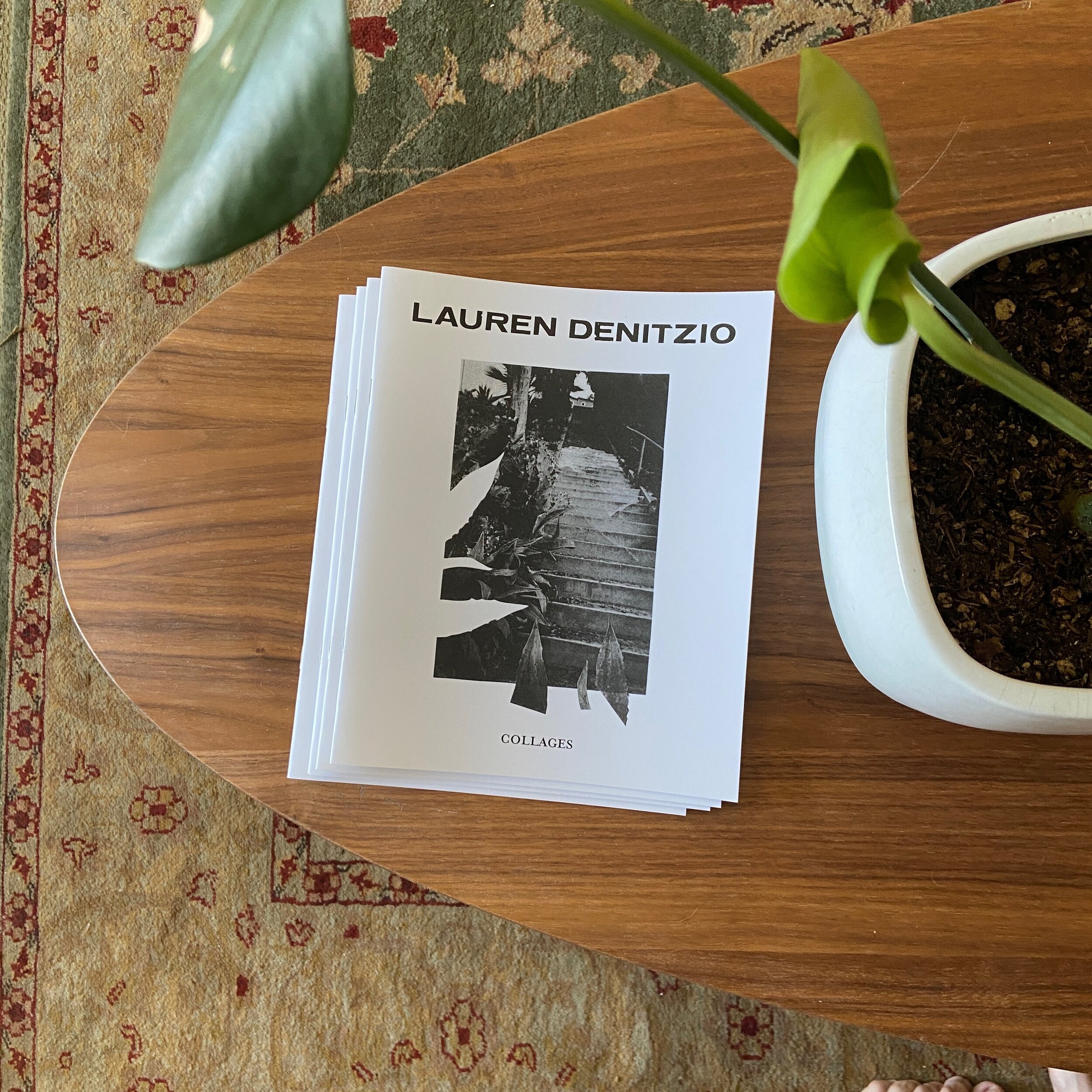 Collages zine by Lauren Denitzio on a table