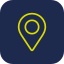 A yellow location pin icon on a dark background.