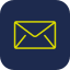 Yellow outline of an envelope on a navy blue background