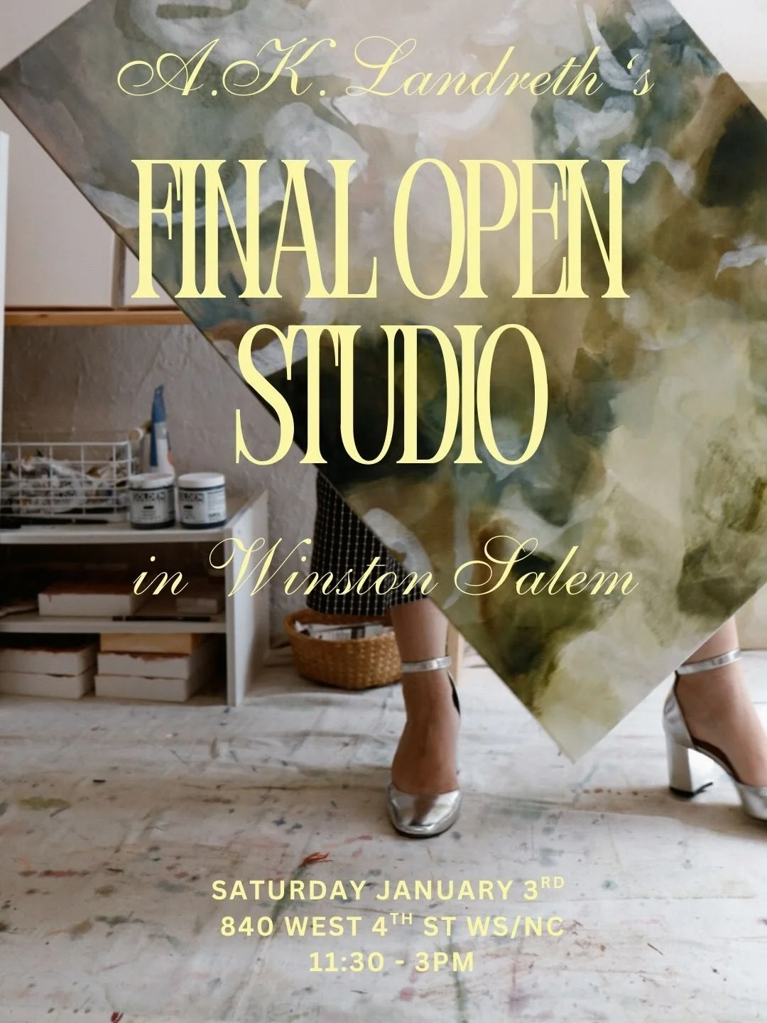 It is with heartfelt joy, gratitude, and bittersweet symphony that I invite you to my final open studio in my Winston Salem space on January 3rd 🥹🥳❤️

Part of me still can&rsquo;t believe I am typing out the words that I am moving (what?!!) but I w