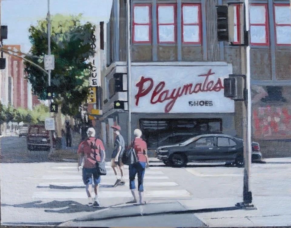 "Playmates Shoes" oil on panel. private cokkection