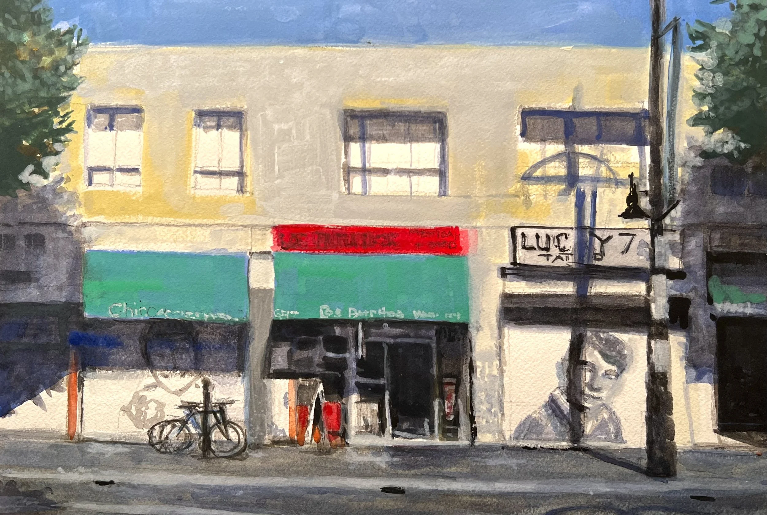 "Hollywood Blvd" watercolor on Arches, private collection