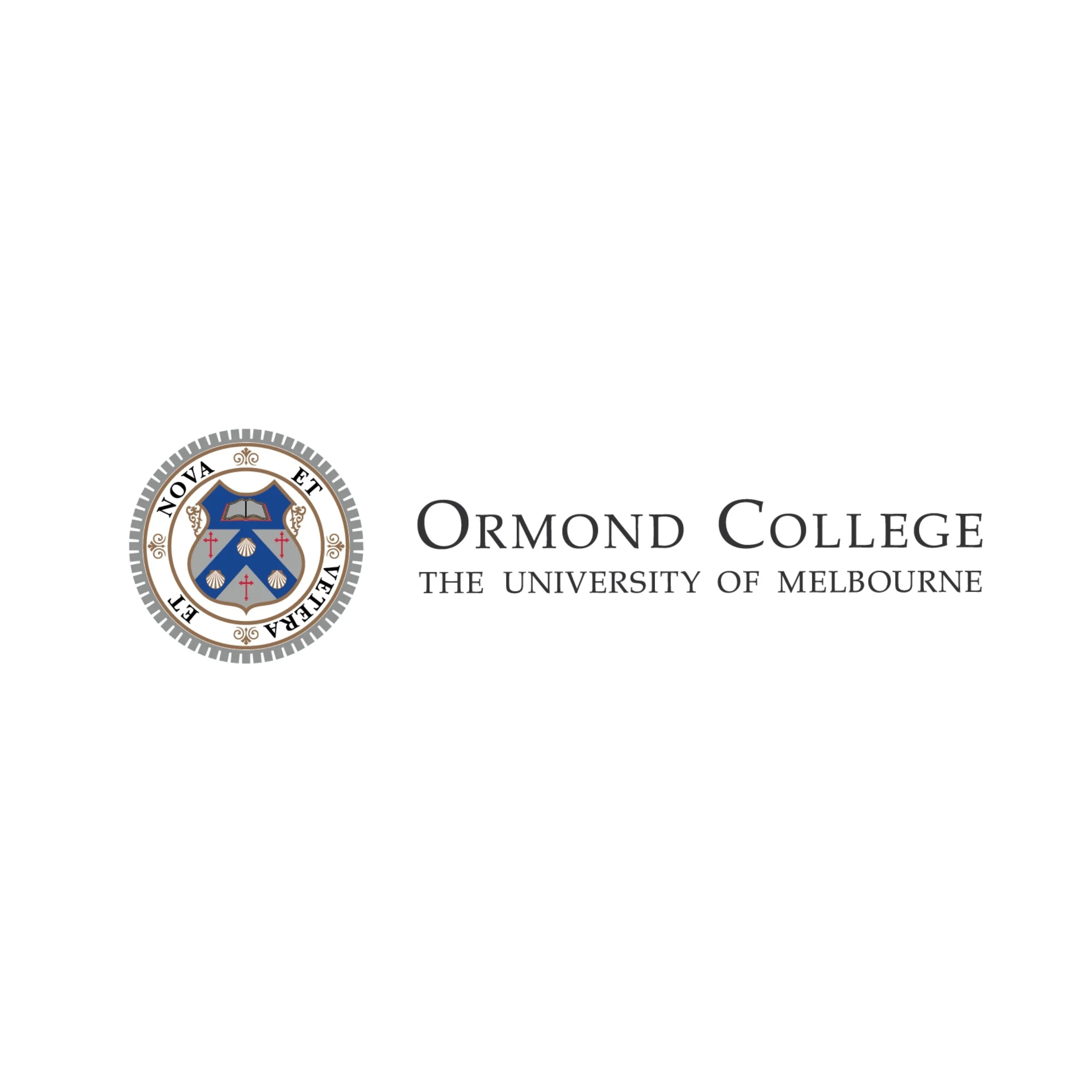 Ormond College logo with crest and text 'Ormond College, The University of Melbourne'