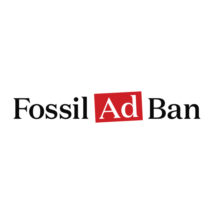 Fossil Ad Ban logo with the word 'Ad' in red, tilted and boxed, between the words 'Fossil' and 'Ban' on a white background.