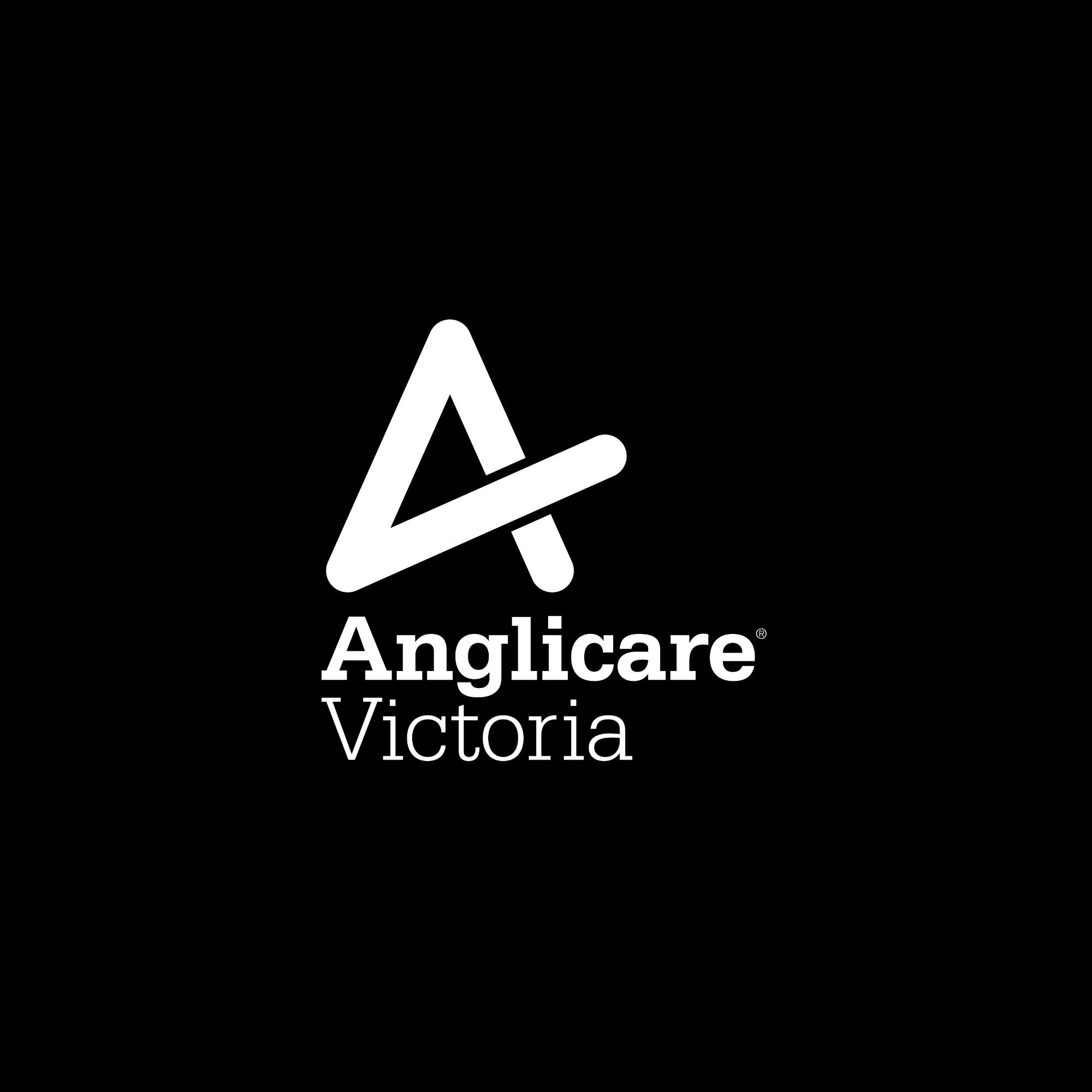 Logo for Anglicare Victoria, featuring a stylized 'A' symbol in white on a black background, with the text 'Anglicare Victoria' beneath it.