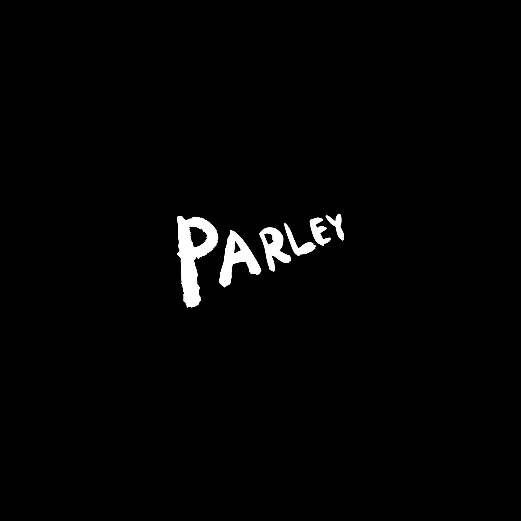 Black graphic with the word 'Parley' written diagonally in white, bold, uneven font.