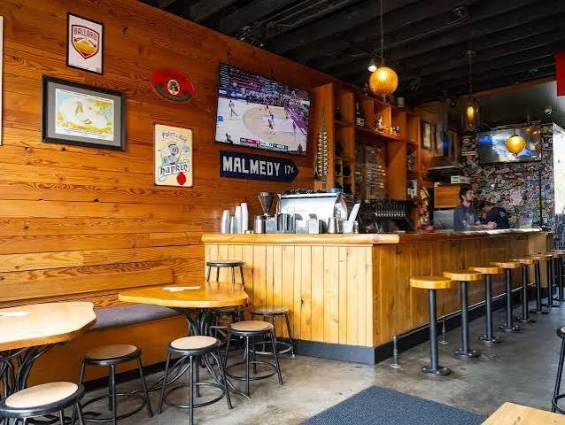 Bright wooden bar with table