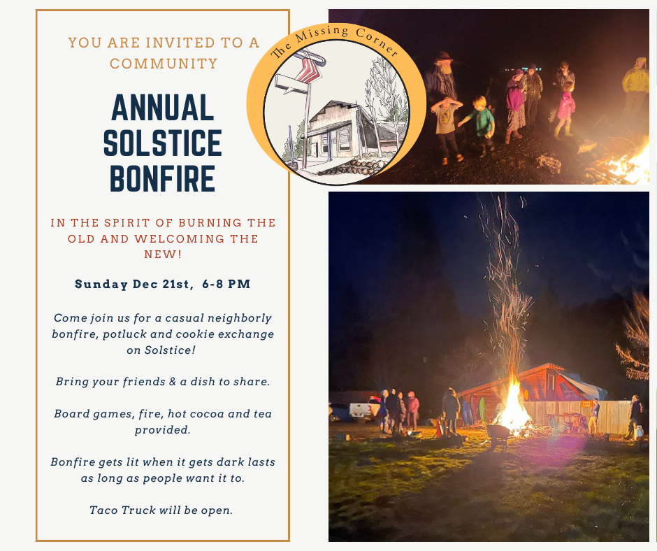 Annual Solstice Bonfire, Potluck and Cookies