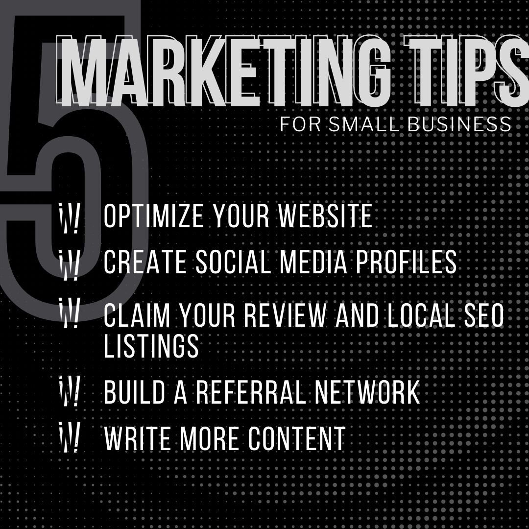 Being a startup or small business is not easy. Here are 5 tips to help you standout and get ahead. 

1. Optimize your website (link in bio for a free audit)
2. Create Social Media Profiles (make sure your online presence is relevant)
3. Claim your re