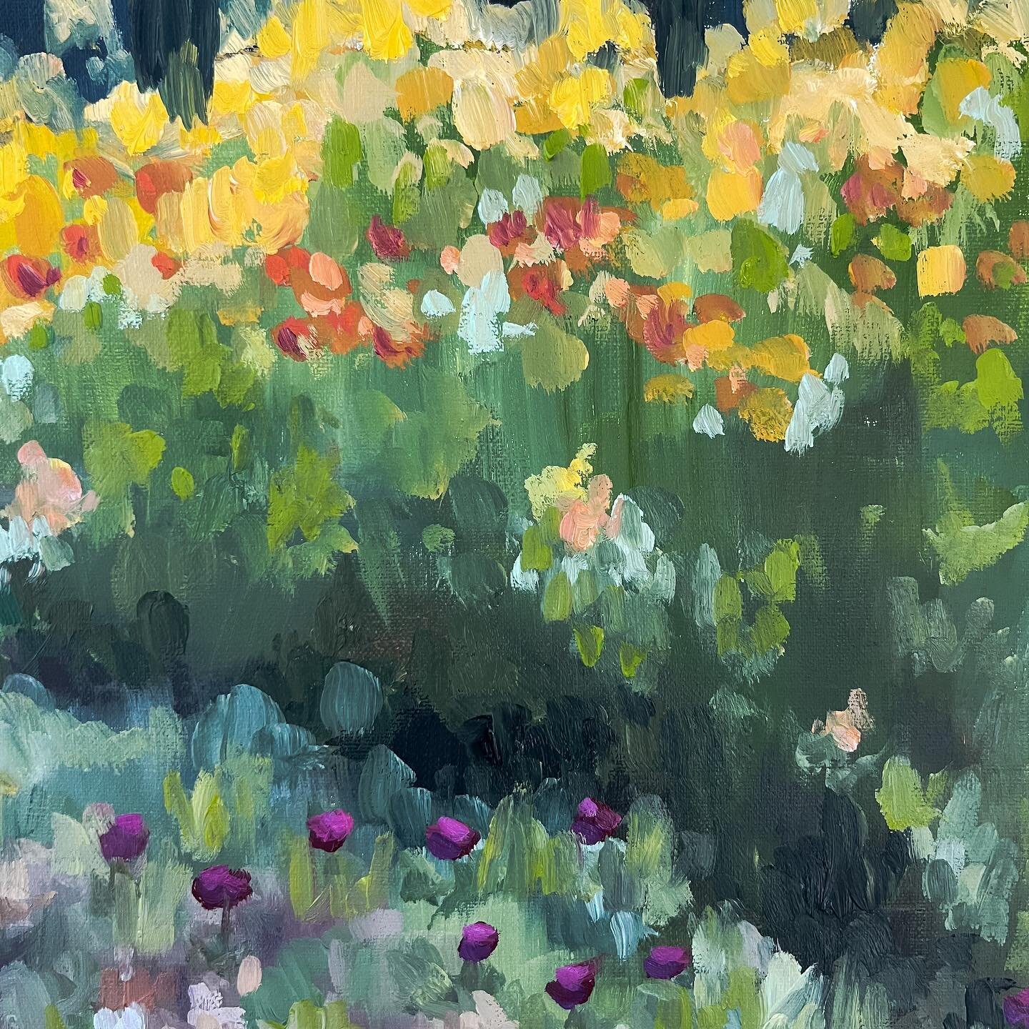 This painting, Fields of Wildflowers, was inspired by just that, the rolling fields of wildflowers along the eastern shores of #ladybirdlake in Austin this spring. 

I've always admired Monet&rsquo;s dreamy brushstrokes and feel like I must have been