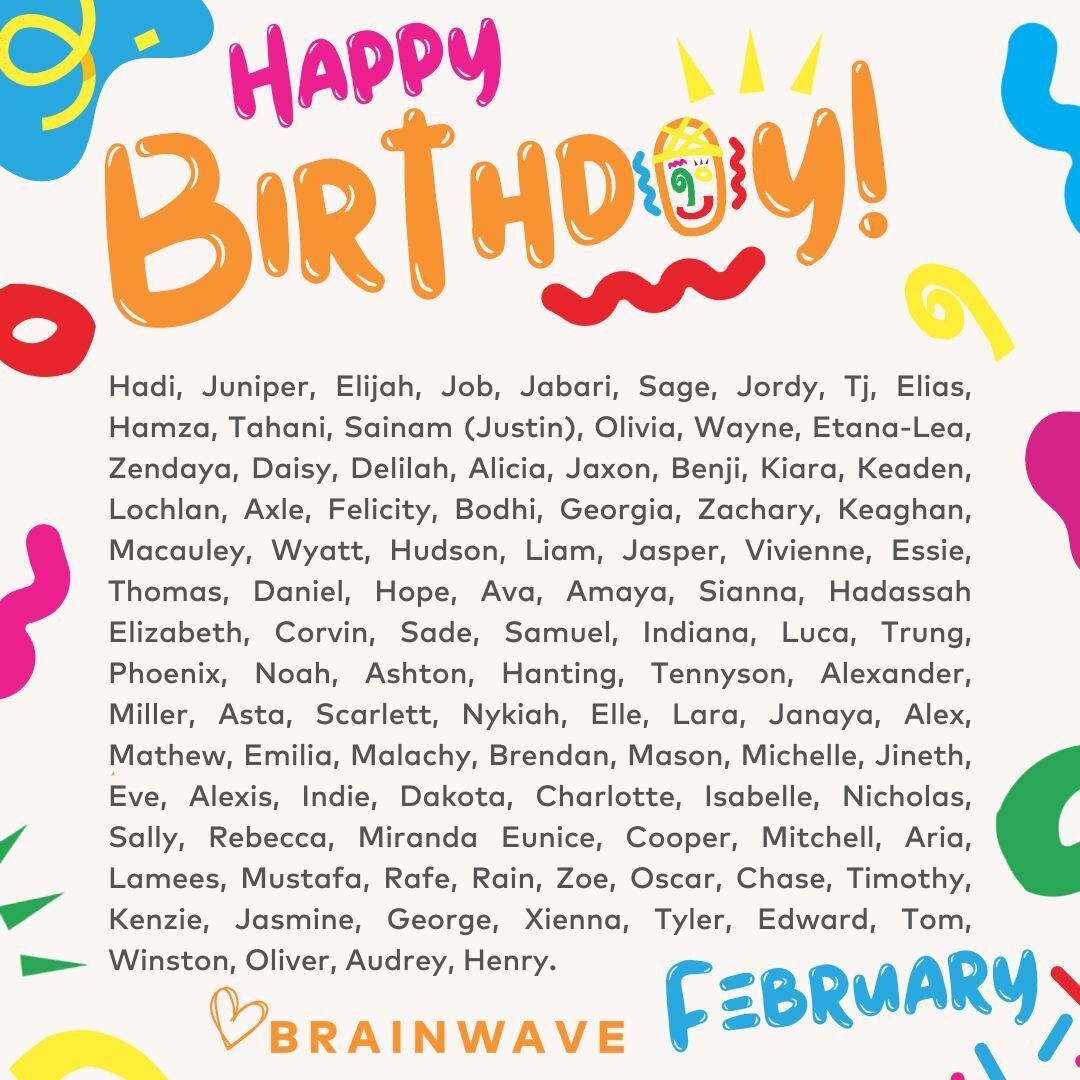 Hip, hip, hooray! 🥳🥳 It's your birthday! We are sending lots of love to all our Brainwave children celebrating birthdays in February. 😁
#happybirthday #brainwaveaus #brainwave #brainwaveaustralia