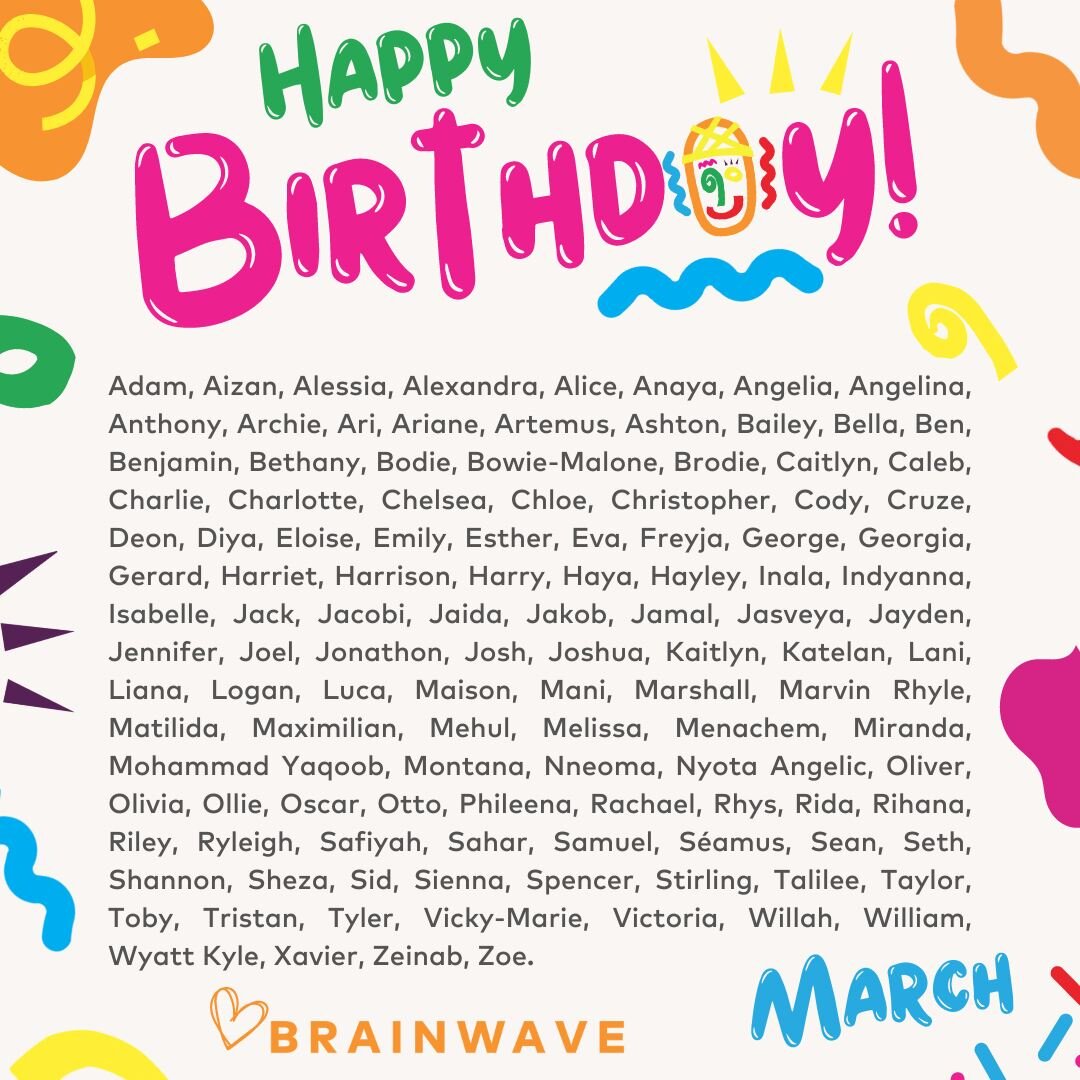 Hip, hip, hooray! 🥳🥳 It's your birthday! We are sending lots of love to all our Brainwave children celebrating birthdays in March! 😁
#happybirthday #brainwaveaus #brainwave #brainwaveaustralia #brainwavefamily