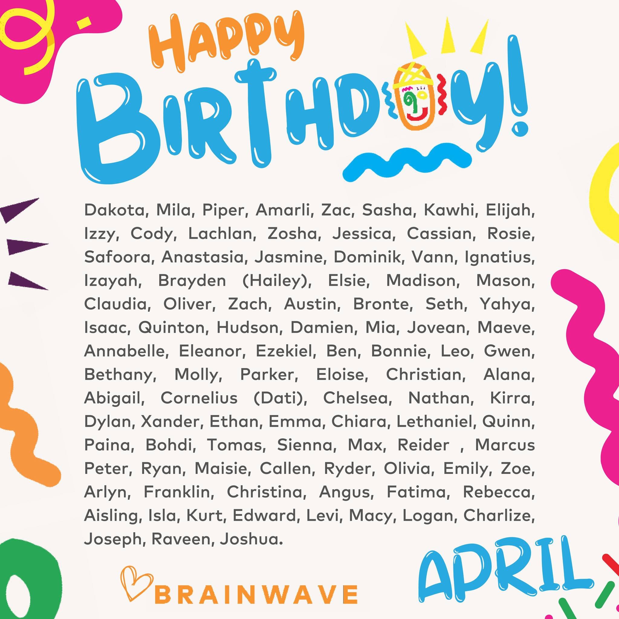 Hip, hip, hooray! 🥳🥳 It's your birthday! We are sending lots of love to all our Brainwave children celebrating birthdays in April! 😁
#happybirthday #brainwaveaus #brainwave #brainwaveaustralia #brainwavefamily