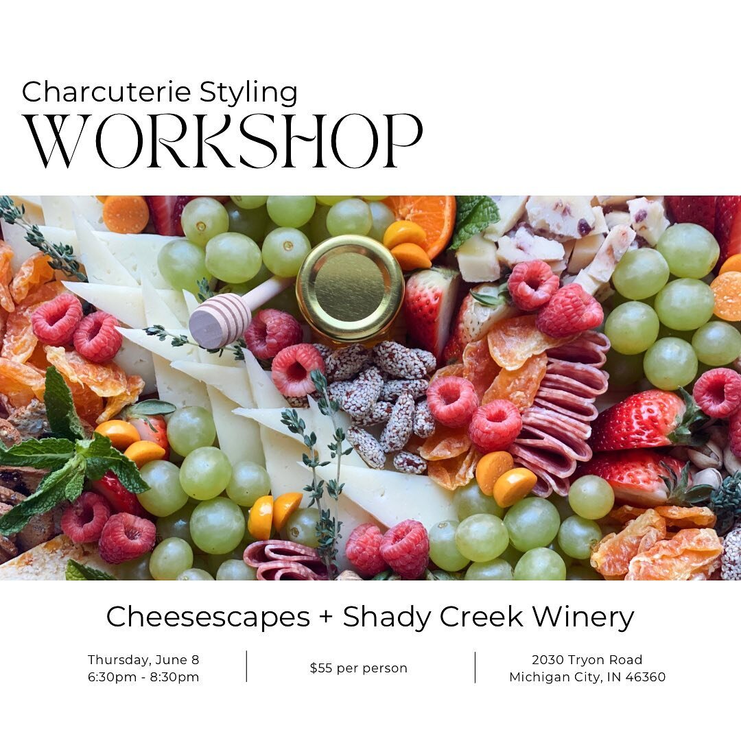 So excited to have our first workshop at @shadycreekwinery next month on Thursday, June 8! The workshop will be from 6:30p-8:30p and you will be provided with all the food, tools, tips and tricks necessary to create your very own Charcuterie Board! Y
