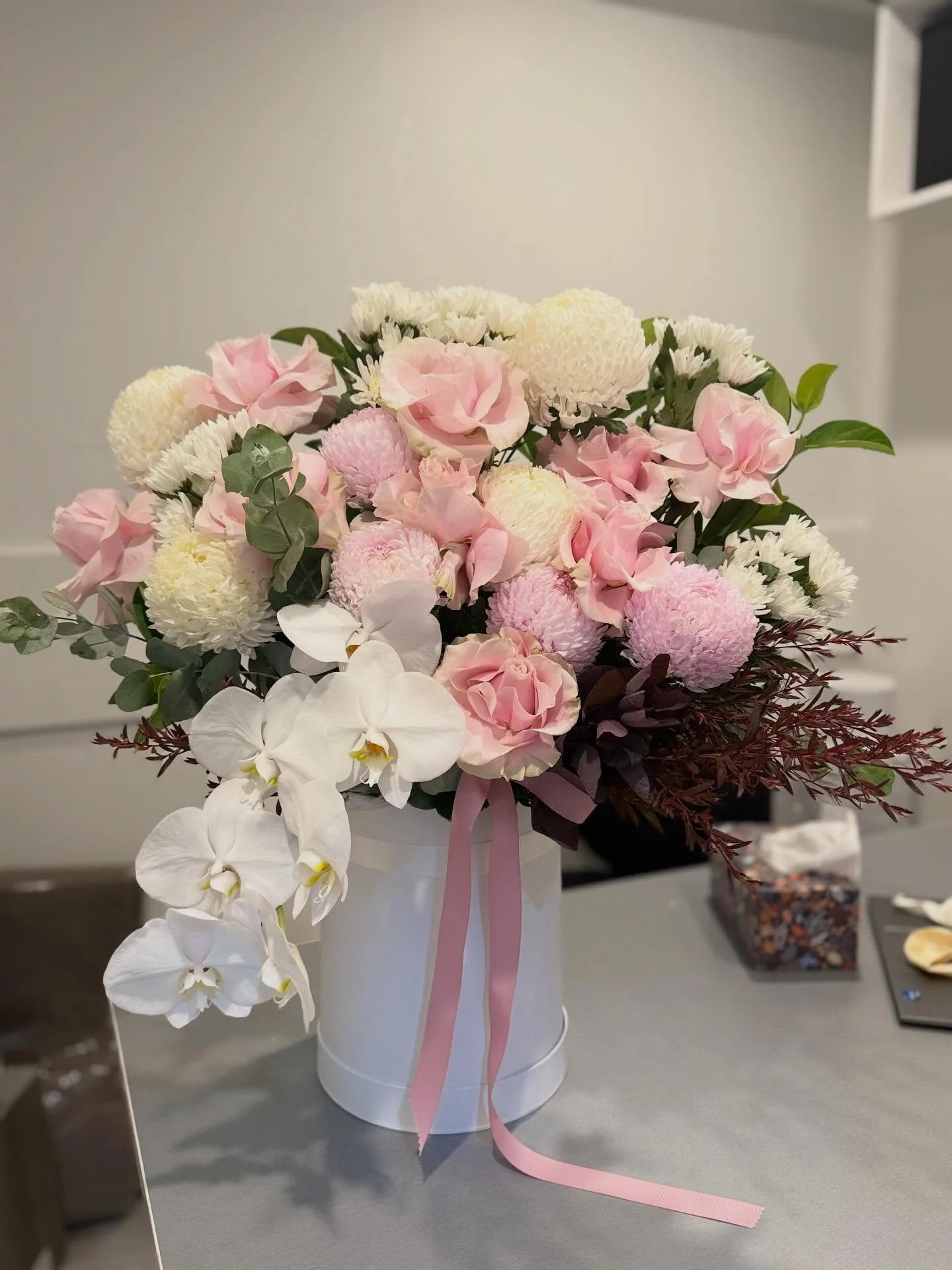 Pink and white palette 

Soft &amp; Elegant
	&bull;	Pretty in pink &amp; pure in white 🤍🌸
	&bull;	Blush dreams &amp; white elegance
	&bull;	A little pink, a little peace
	&bull;	Where sweetness meets simplicit

Call us or pop in store to order 

Sh