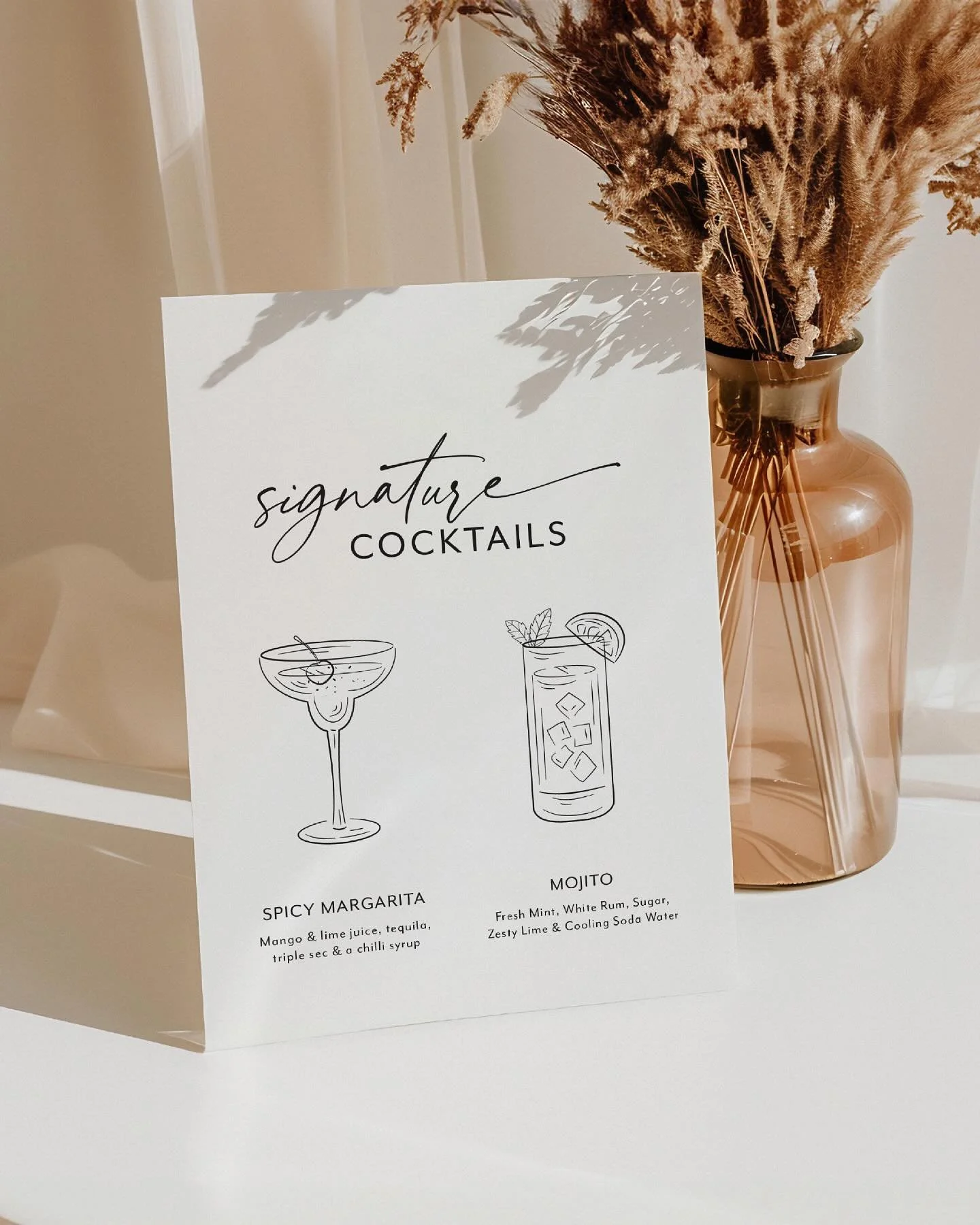 Did you know guests really pay attention to the little details!

The place card? They will keep it as a memento.
That bar sign and menu? It&rsquo;ll catch their eye all evening while they&rsquo;re ordering. And they will post it all on their socials.