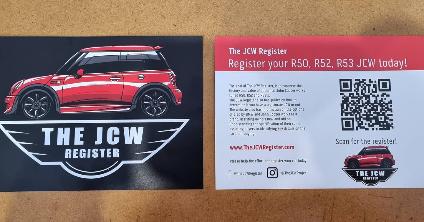 Keep your eyes peeled at mini meets near you for our new flyers! 
Dont forget to jump on the site and register your JCW and if you want to see your car featured here send through a message to us here or on facebook! 

www.thejcwregister.com/the-jcw-r