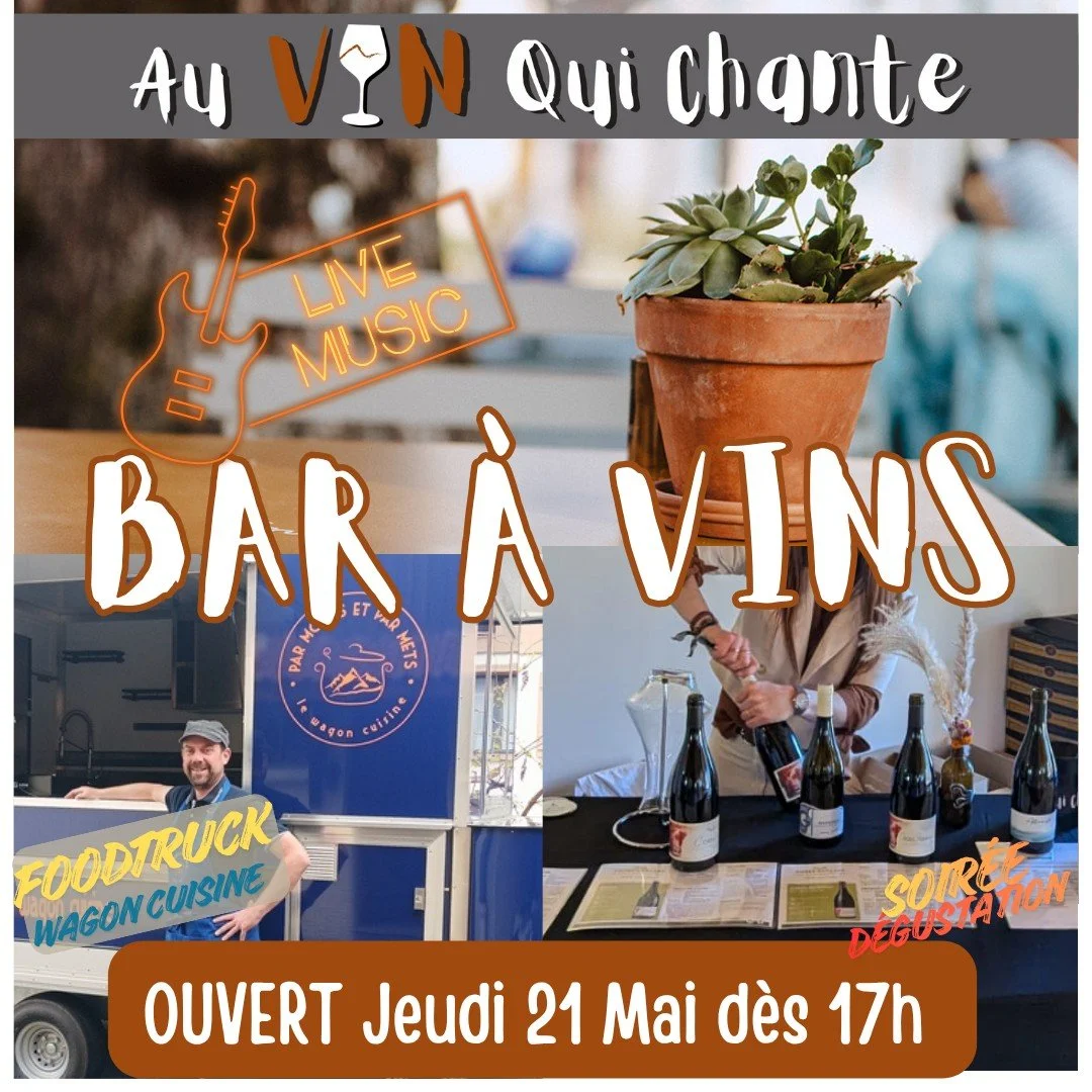 ☀️Le soleil revient !!!
 ............ Le Bar &agrave; Vins aussi 🍷

𝐌𝐮𝐬𝐢𝐪𝐮𝐞 𝐋𝐢𝐯𝐞 🎵🎸
𝐅𝐨𝐨𝐝𝐭𝐫𝐮𝐜𝐤 🌭
𝐃𝐞́𝐠𝐮𝐬𝐭𝐚𝐭𝐢𝐨𝐧 𝐝𝐞 𝐯𝐢𝐧𝐬 🍷

Le printemps s'installe, il est temps de faire revivre notre jolie terrasse !

 R&eacute