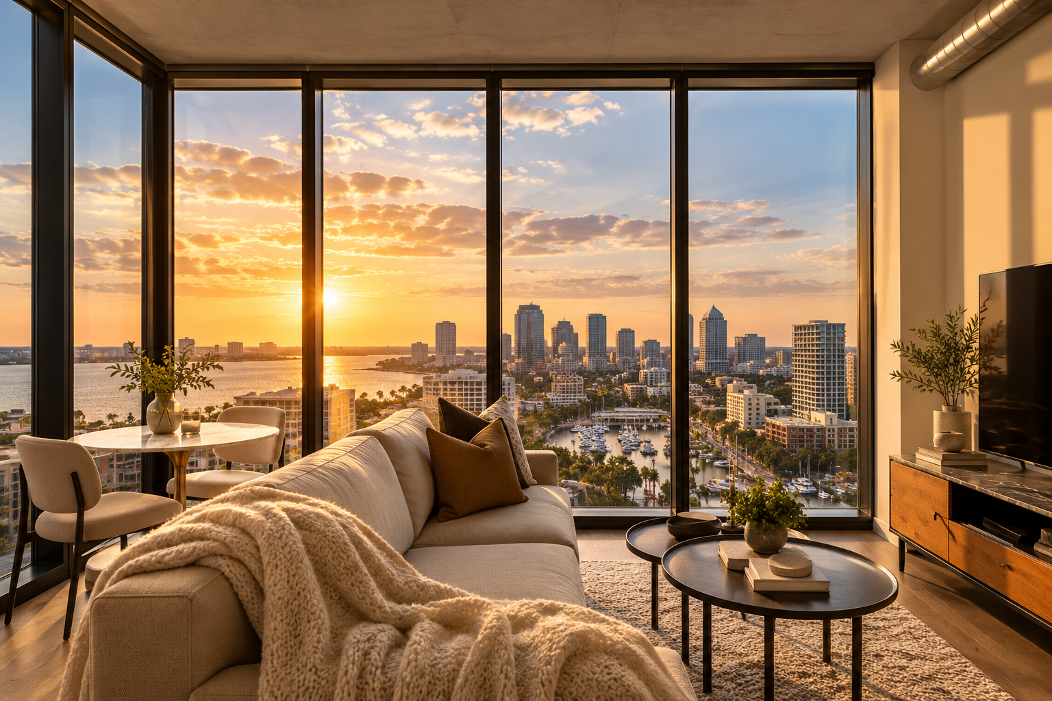 Open Concept Tamp Bay Highrise Condo Views