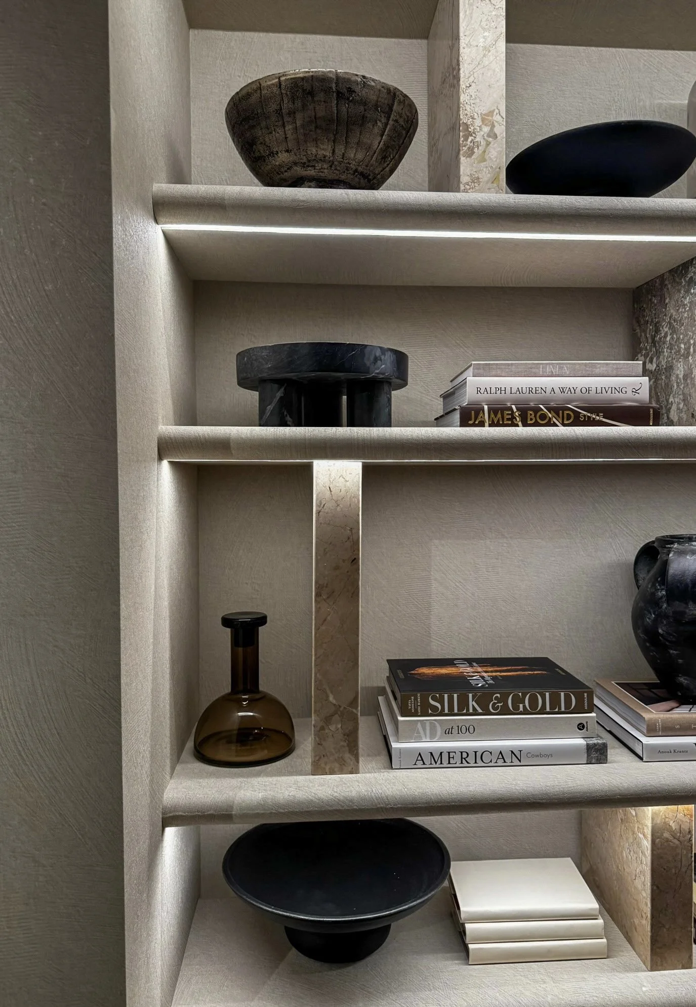 Custom cabinetry, tailored storage, shelving