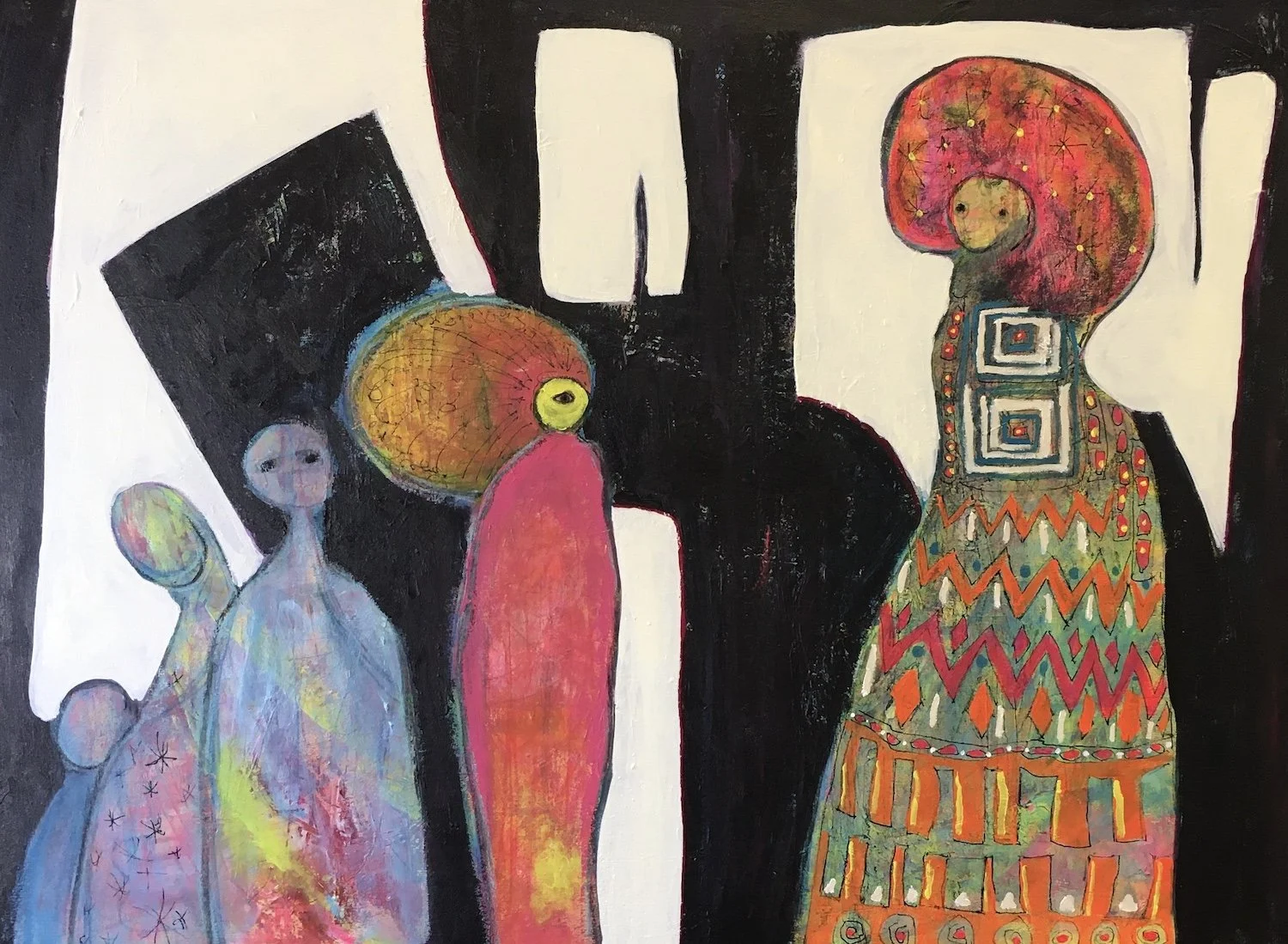A Gathering of Friends, Acrylic, 40 x 30 in, $2500.00