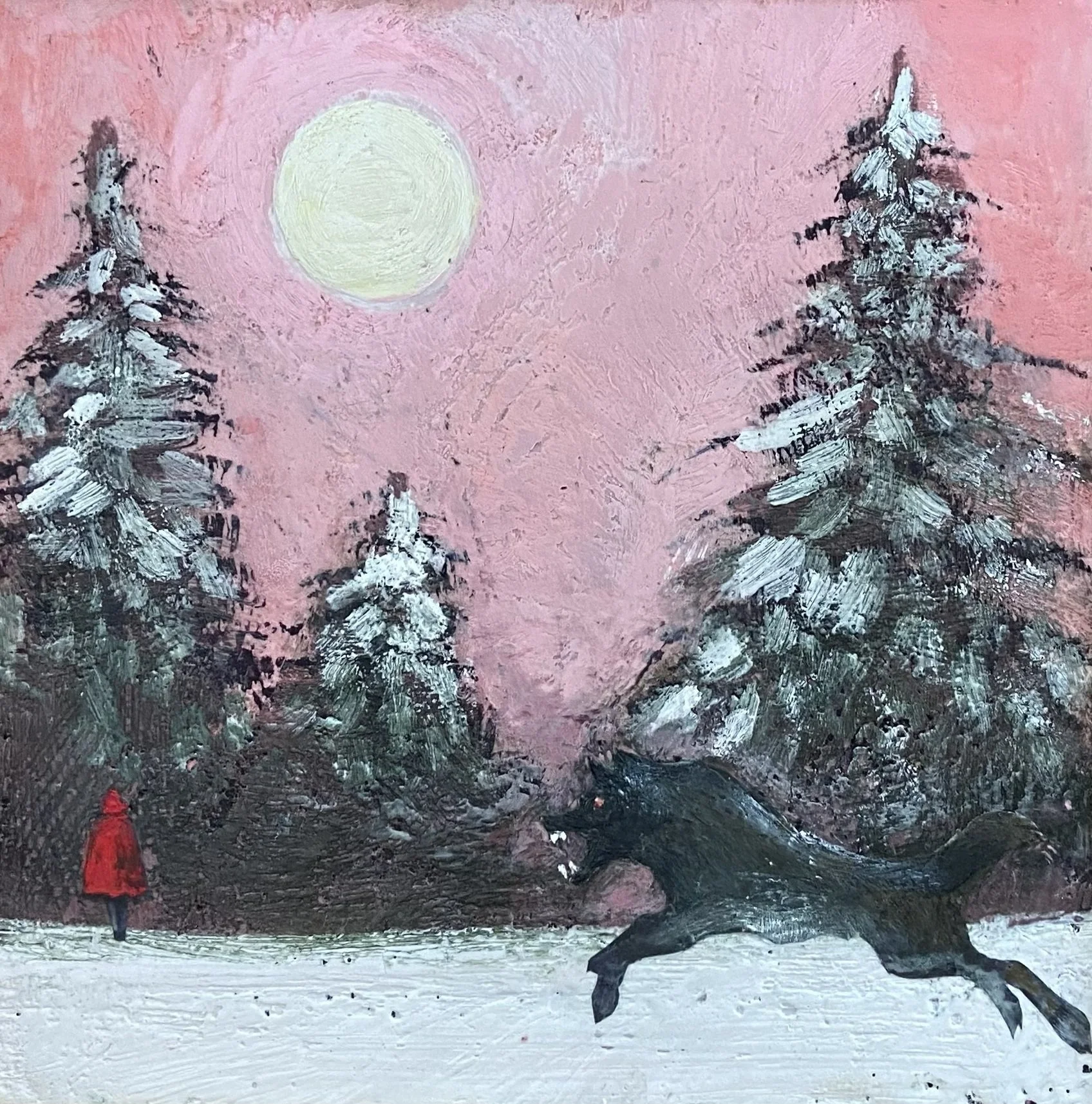 The Chase Beneath Pink Skies 12x12 $450.00